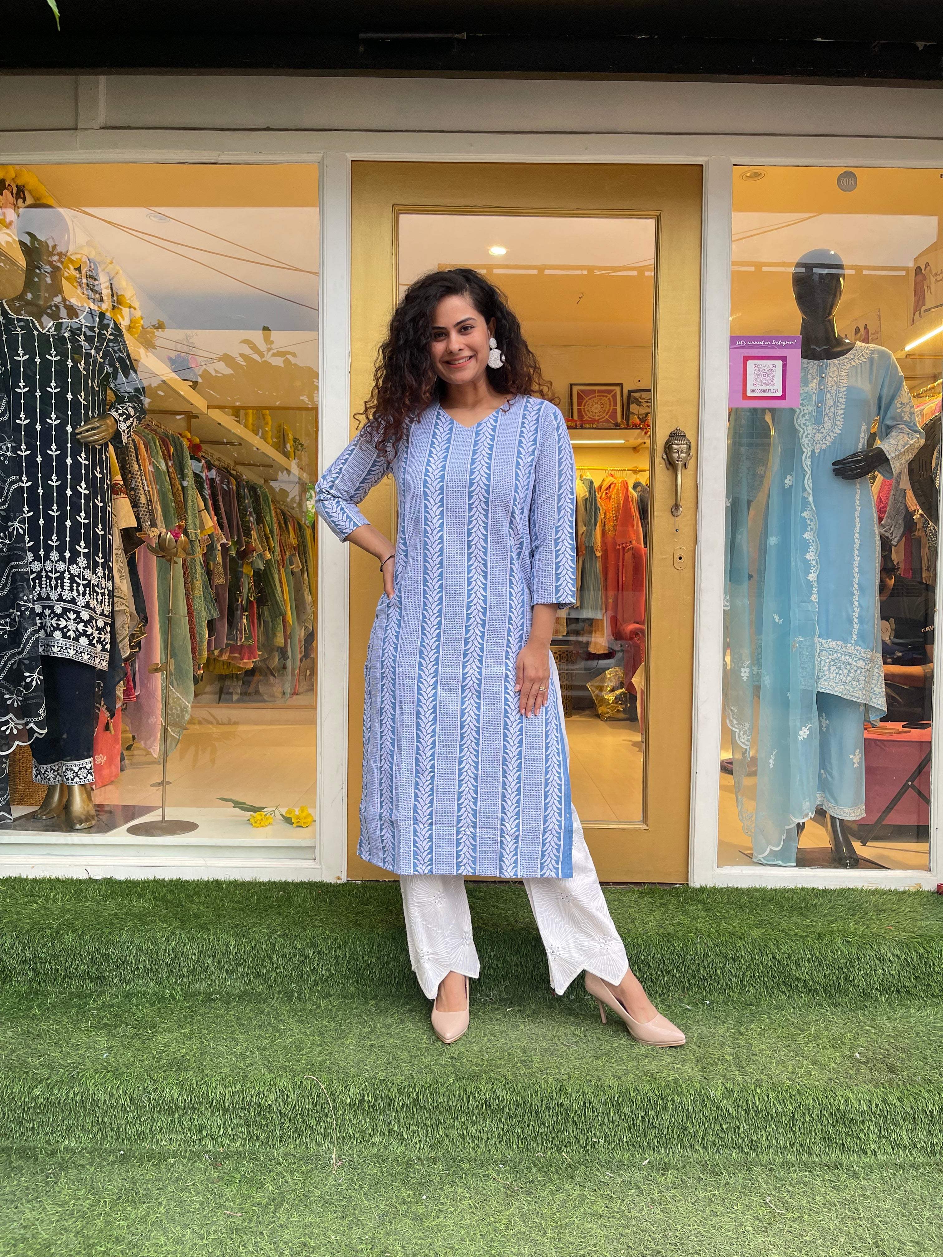 LILY BLUE KURTA SET - Stylish Indian Ethnic Wear for Women | Perfect for Festivals, Weddings & Casual Outings