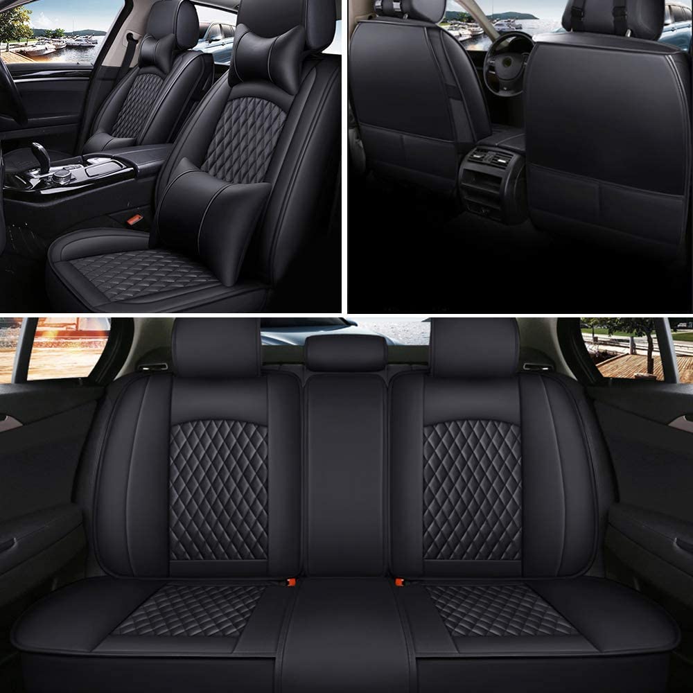 Premium Leather Car Seat Covers for Nissan Juke 2011-2017 - Waterproof Luxury Black Full Set Seat Protectors | Perfect for Daily Commute, Road Trips & Car Interior Protection