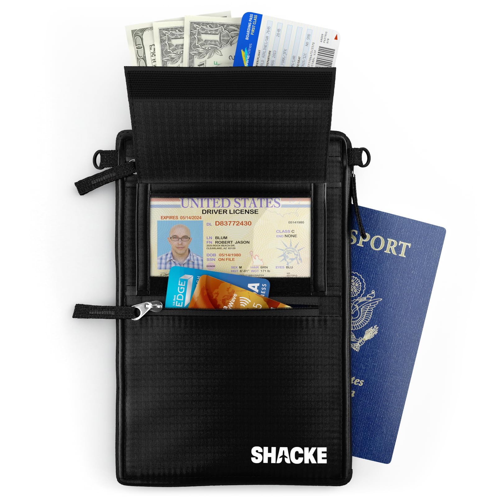 Shacke RFID Blocking Travel Belt Wallet - Secure & Slim Hidden Money Pouch for Travel, Hiking & Daily Use