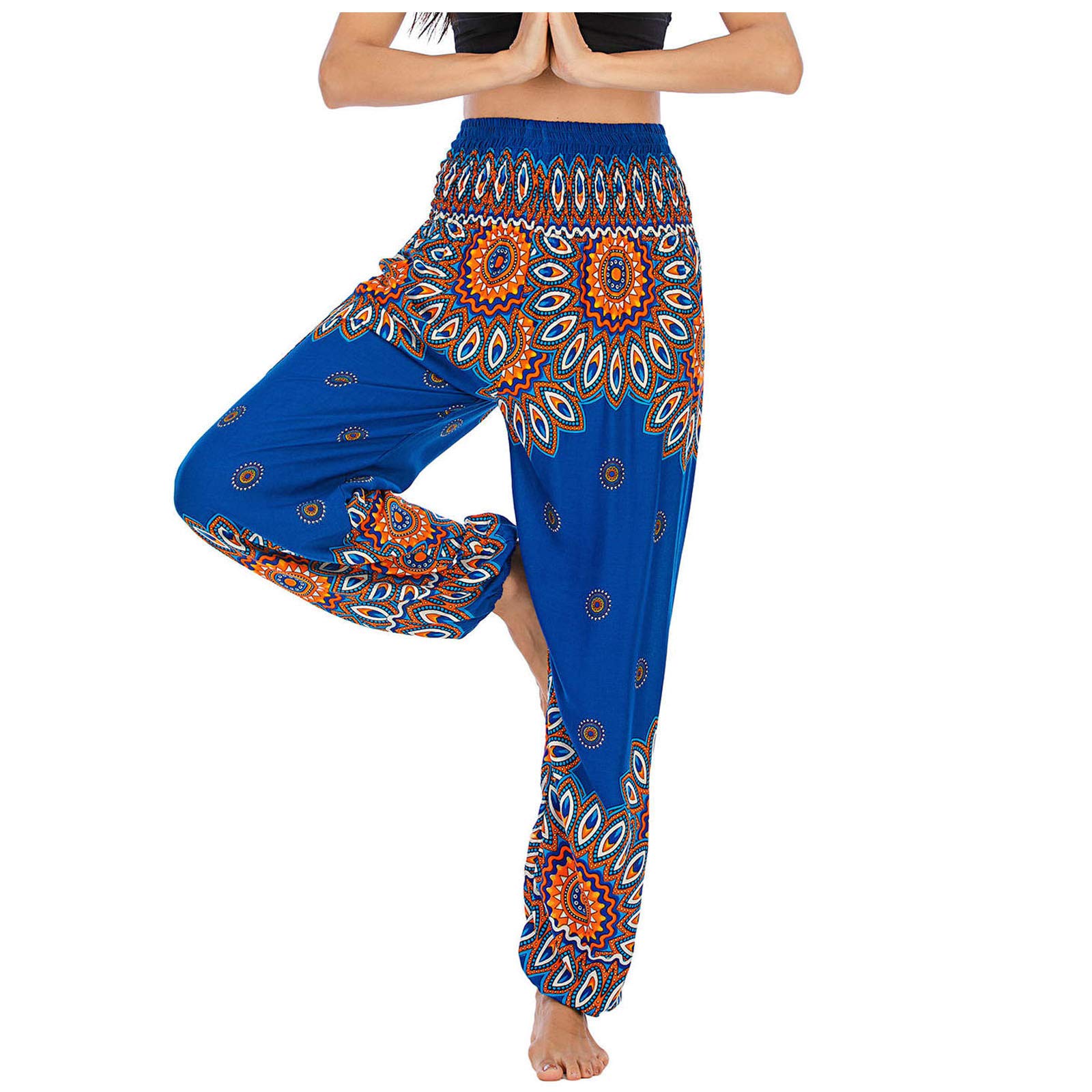 Women's Workout Sports Pants - Yoga, Lounge & Beach Boho Pants with Print - Comfortable Hippie Style Yoga Pants for Women - Perfect for Yoga, Gym, Travel and Casual Wear