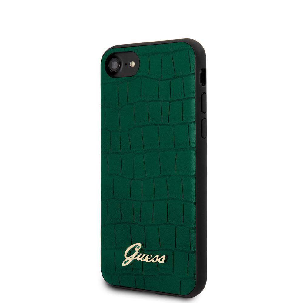 GUESS iPhone SE2/8/7 Case - Dark Green PU Crocodile Pattern Protective Cover for Everyday Use & Fashion Statement