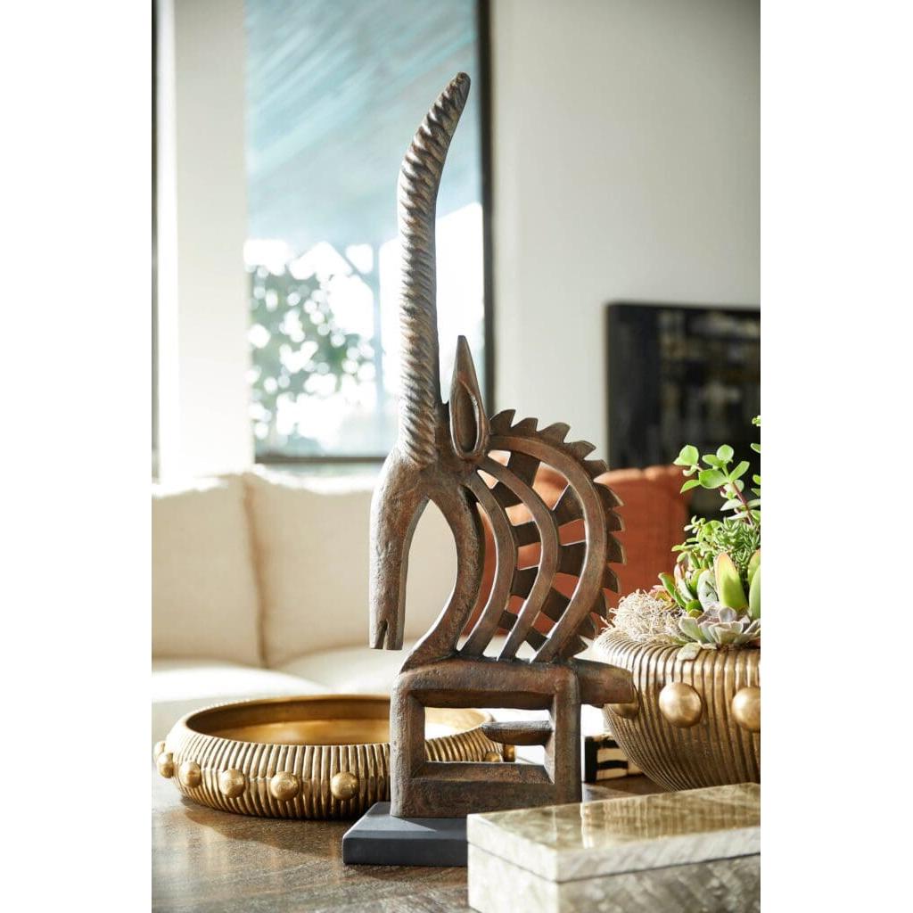 Cyan Design 11671 Antelope Chi Wara Rustic Wooden Sculpture - Handcrafted African Tribal Home Decor for Living Room, Office & Gift Giving