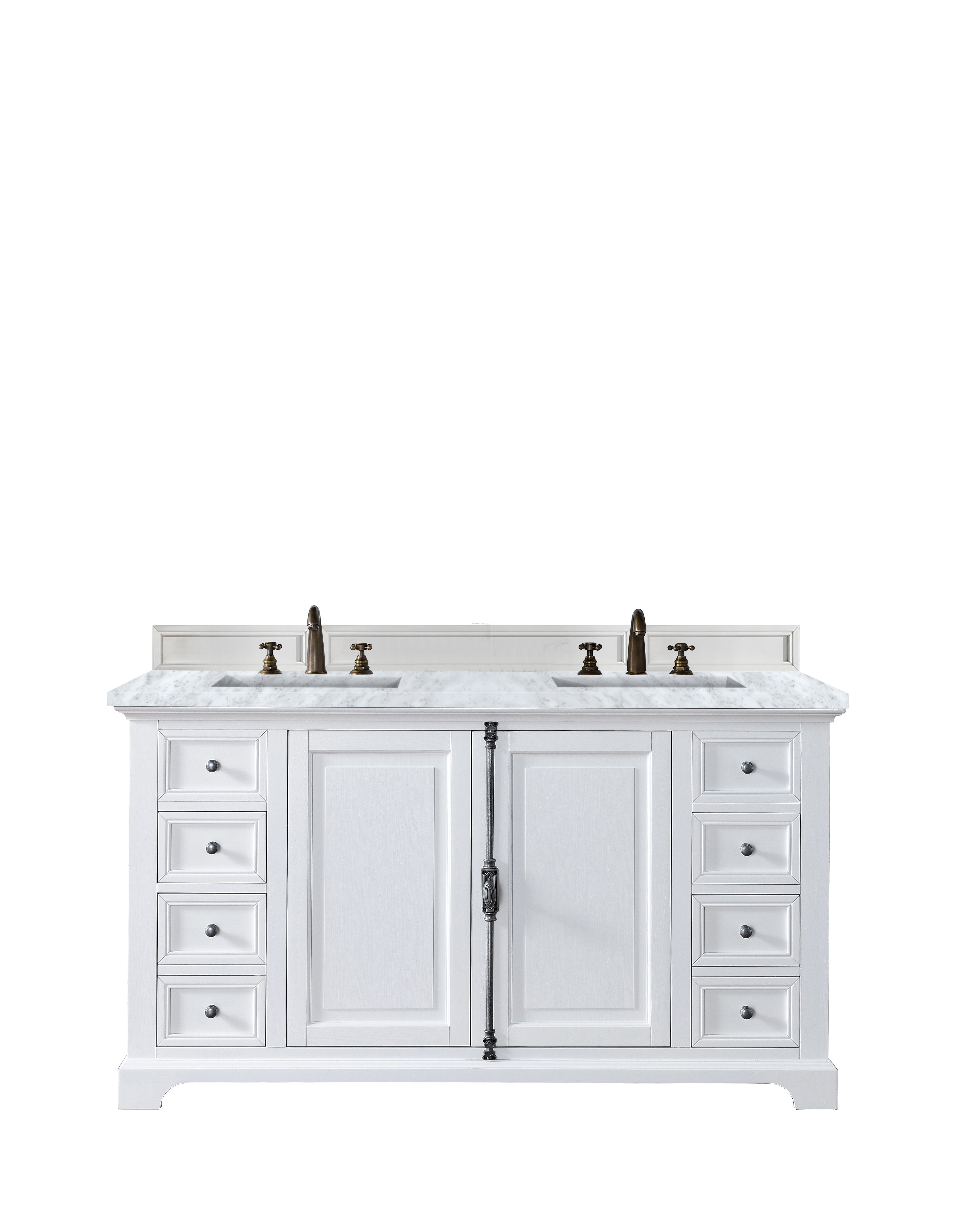 Providence 60-Inch Double Bathroom Vanity with 3CM Carrara Marble Top in Bright White - Perfect for Master Bathroom Renovation and Modern Home Decor