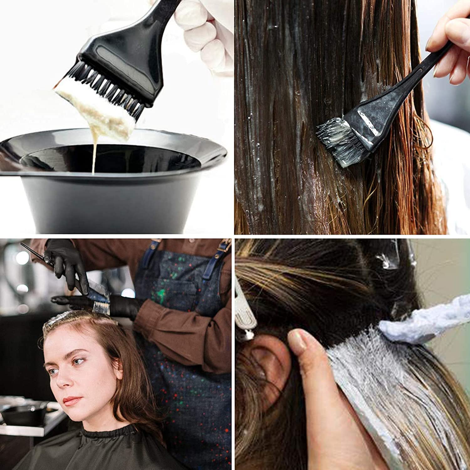 TopFinder® Black Classic Hair Dye Brushes - 6 Pack Professional Hair Coloring Brush Set for Salon & Home Use - Perfect for Highlights, Roots, and All-Over Color Application
