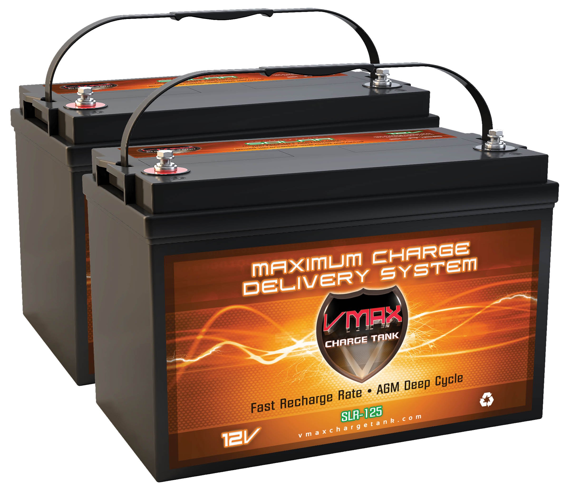 VMAX SLR125 AGM Sealed Deep Cycle 12V 125Ah Battery (2-Pack) - Solar Panel, Wind Turbine & Inverter Compatible - Perfect for Off-Grid Power, RV, Marine & Solar Energy Storage Systems