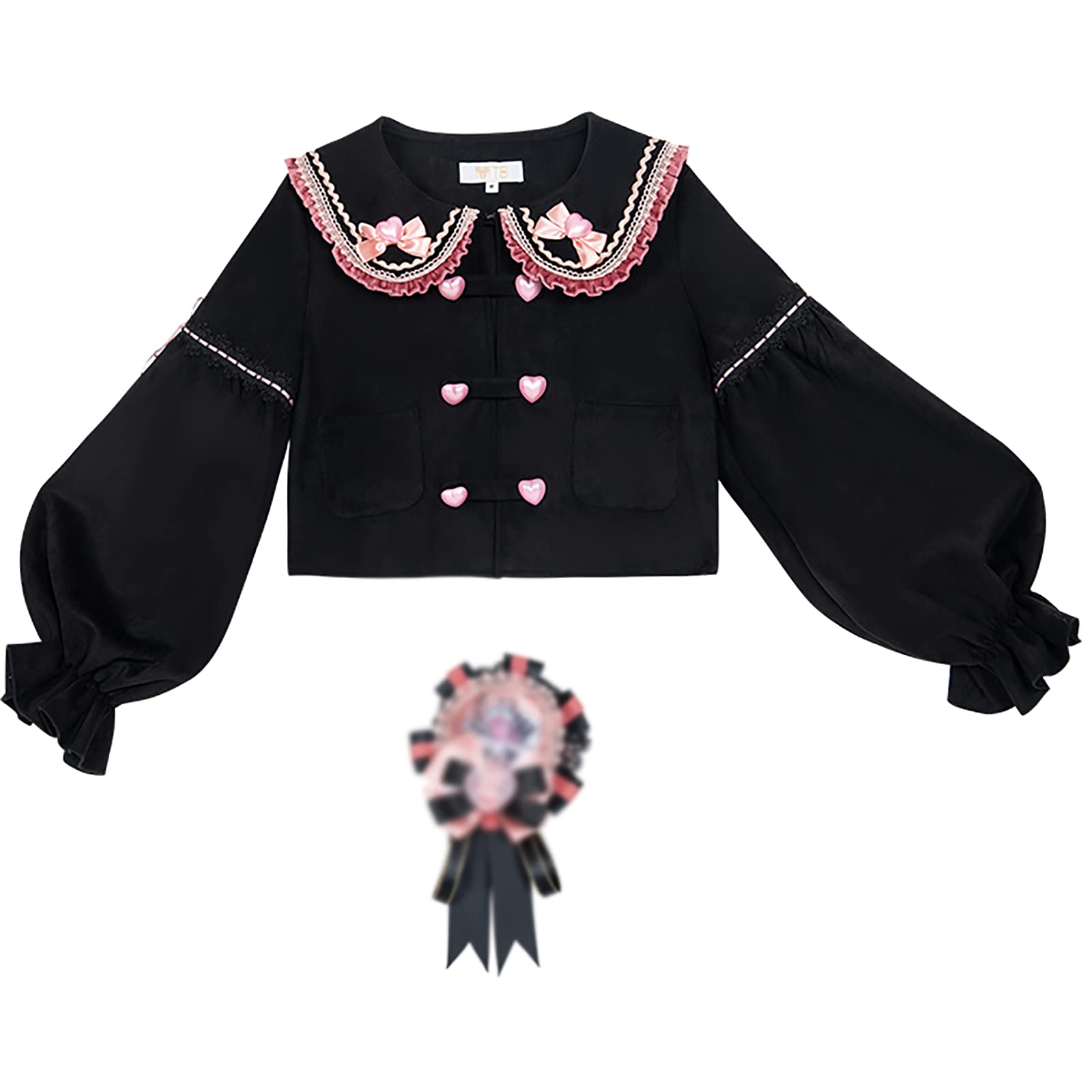 Sweet Lolita Dress Plus Size Kawaii Victorian Gothic Dress for Women & Girls - Black Pink Gothic Lolita Coat | XL & X-Large Sizes | Perfect for Cosplay, Tea Parties & Gothic Fashion Events