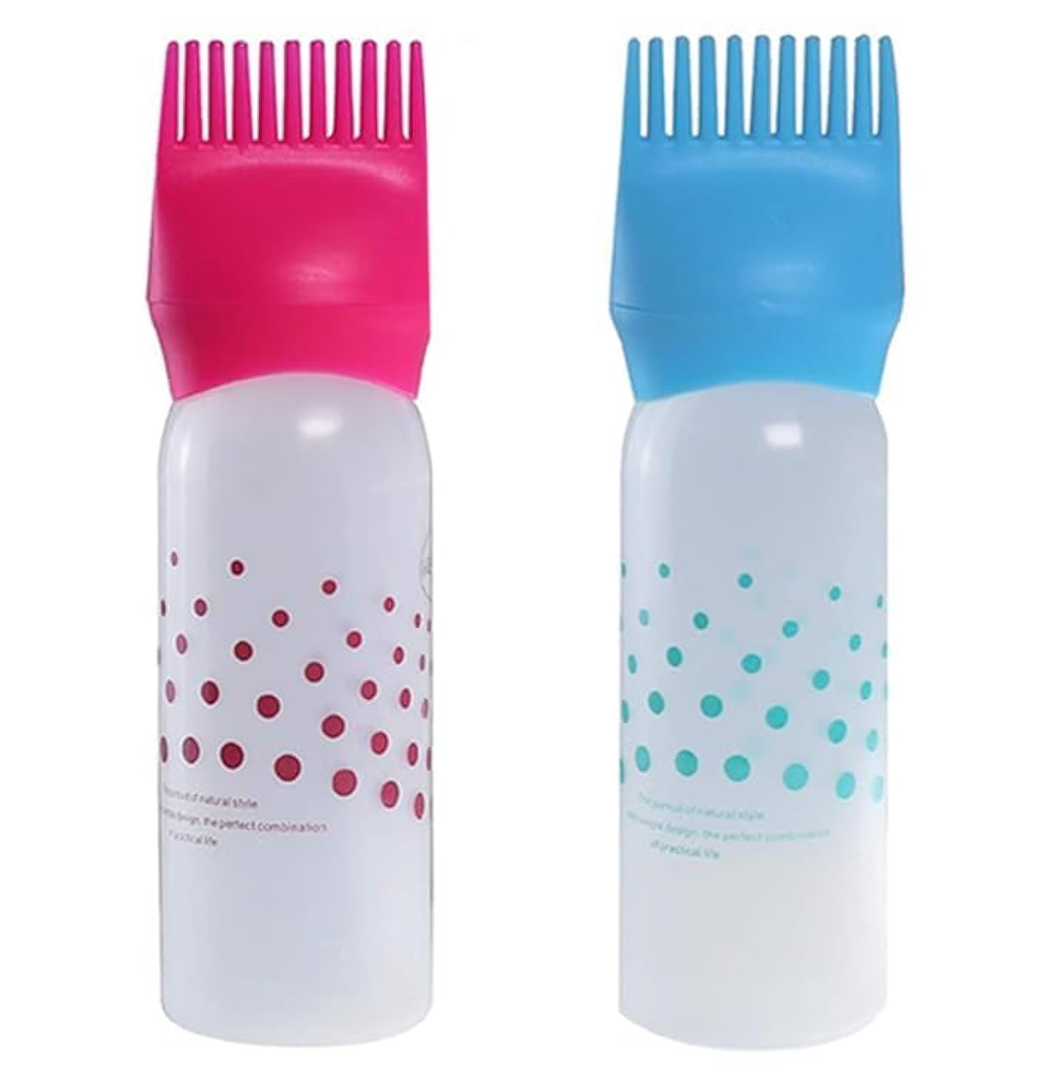 KIRA Hair Oil Applicator Bottle with Flip Cap & Root Applicator - Perfect for Hair Coloring, Shampoo & Hair Treatments (Pink & Blue, 2-Pack) | Salon & DIY Home Hair Care Essential
