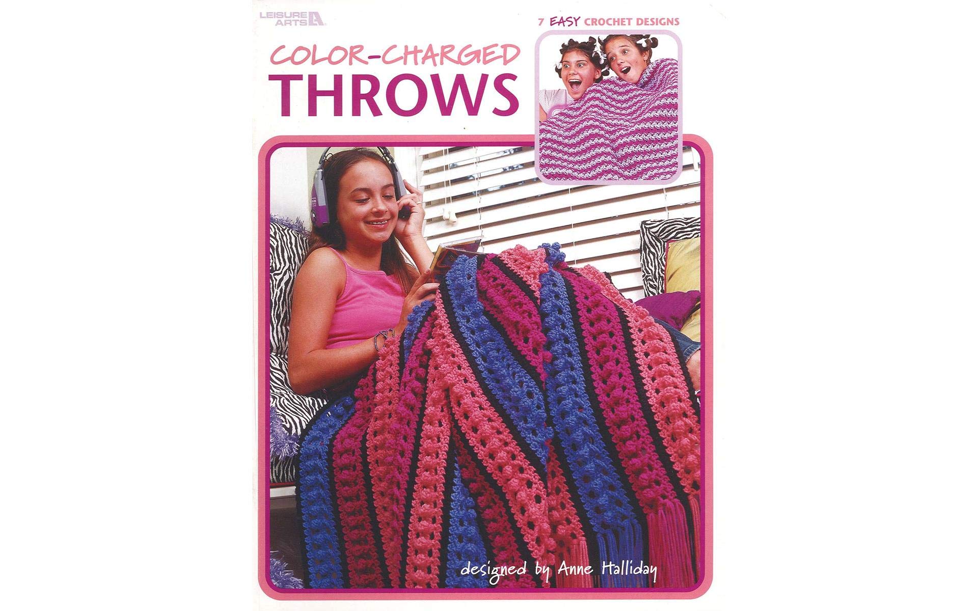 Leisure Arts Color Charged Throws Crochet Book - Easy Crochet Patterns for Colorful Blankets & Afghans - Perfect for Home Decor, Gifts & Cozy Winter Nights