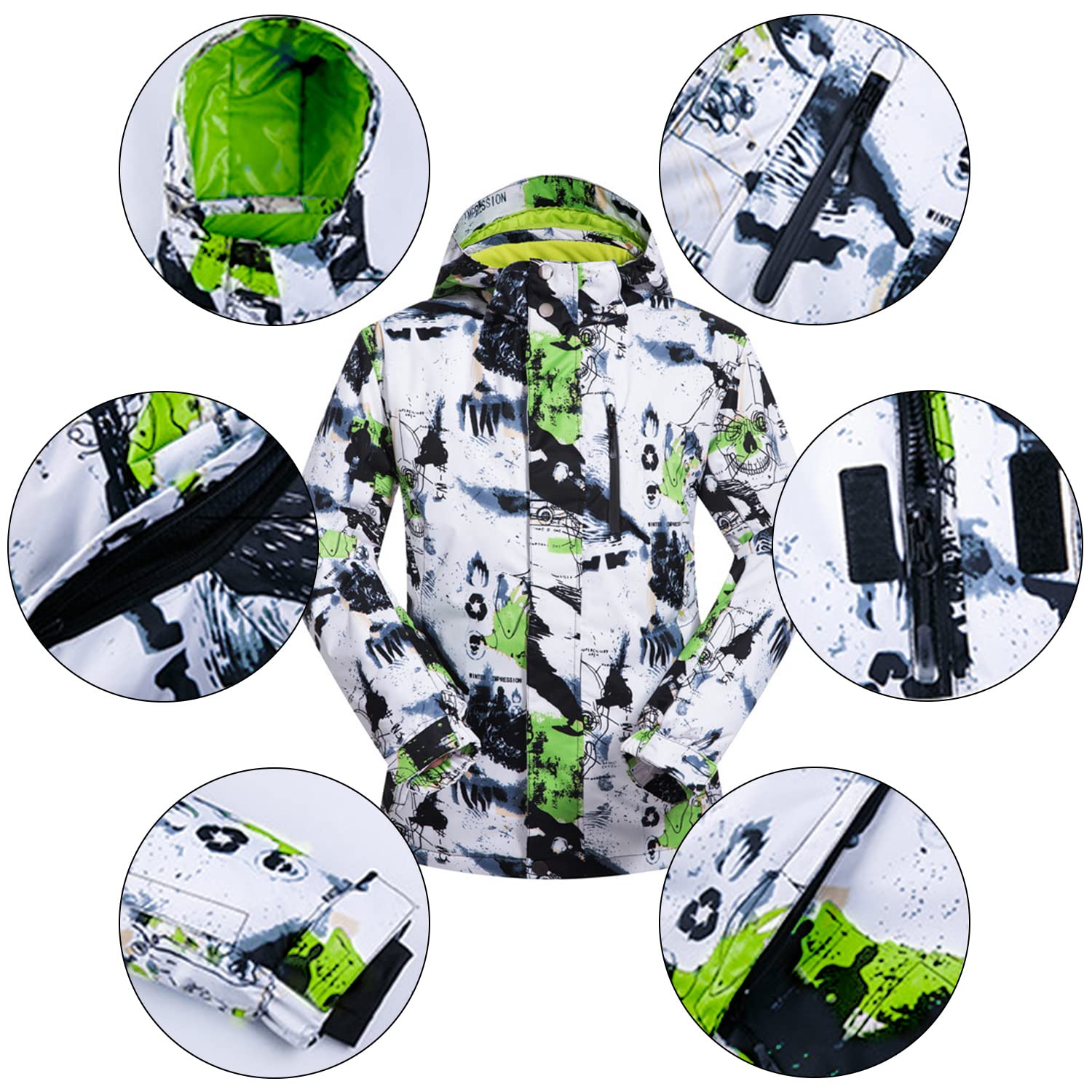 Men's Waterproof Windproof Ski Jacket & Pants Set - Winter Snowboarding Suit with Hood - Thermal Insulated 2-Piece Snowsuit for Skiing, Snowboarding & Outdoor Winter Sports