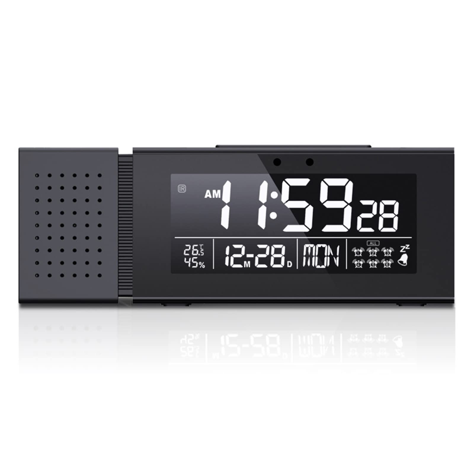 Smart LED Digital Alarm Clock with Infrared Sensor, Temperature & Humidity Display - Luminous Electronic Alarm Clock for Students & Kids - Perfect for Bedrooms, Dorms & Nightstands (Black)