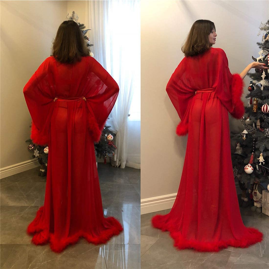 Elegant Women's Bridal Robe - Lace Collar Long Lingerie Nightgown & Bathrobe for Wedding, Honeymoon, Sleepwear and Bridal Party Dress