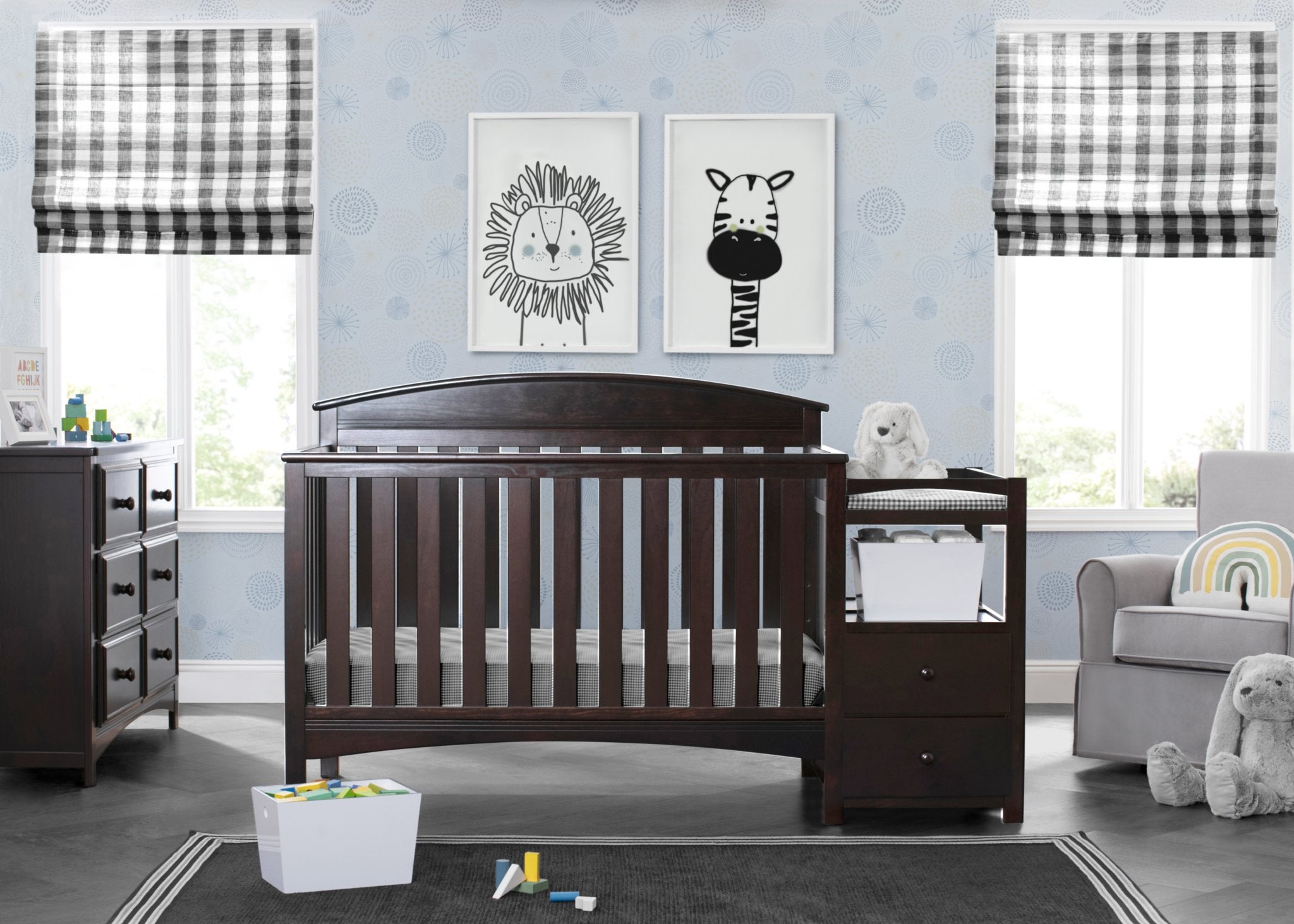 Abby Baby Crib with Changing Table - Convertible Nursery Furniture for Newborns & Toddlers - Perfect for Small Spaces & Modern Nurseries