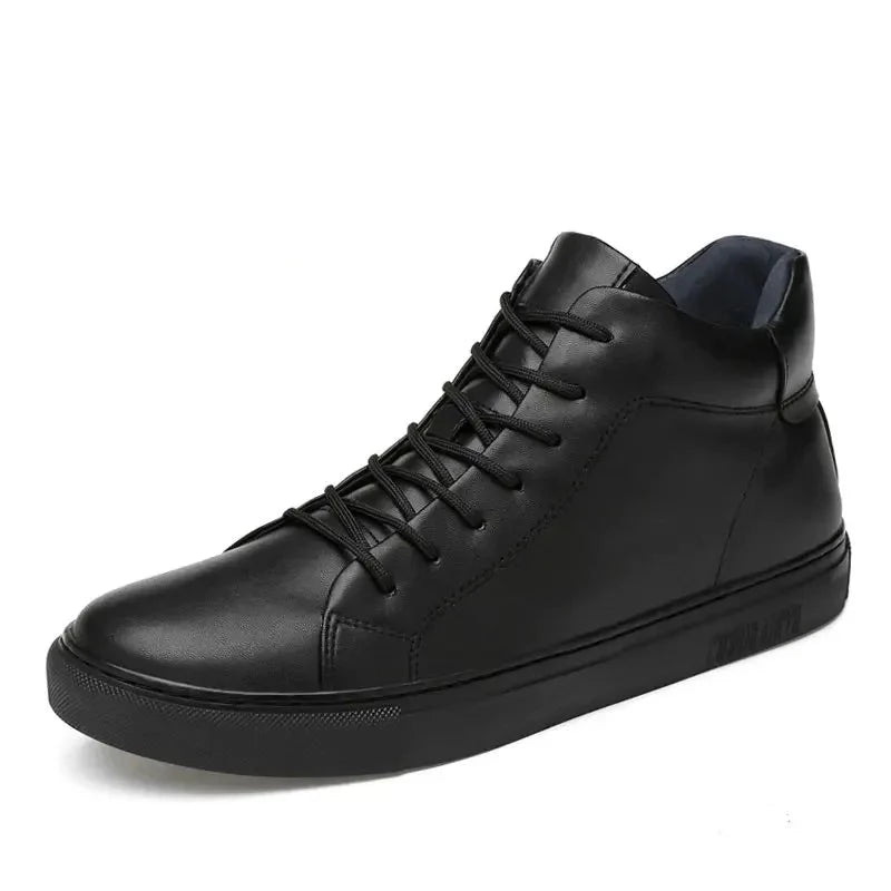 **Handmade Genuine Leather Men's Boots - Classic Black Winter & Autumn Ankle Boots for Warmth & Style | Perfect for Outdoor Hiking, Casual Wear & Cold Weather**