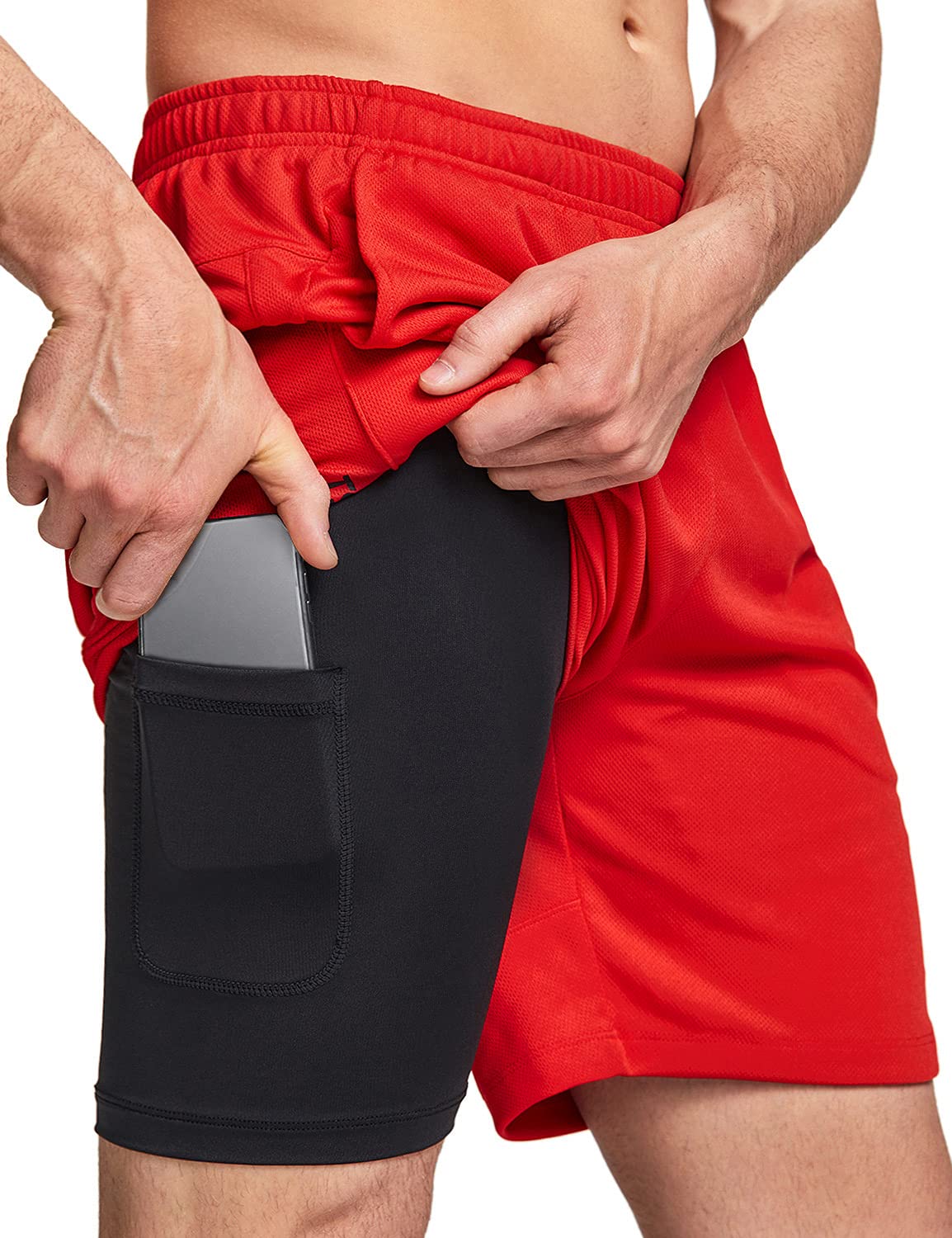 TSLA Men's 2-in-1 Running Shorts with Pockets - Quick Dry Athletic Workout Shorts for Gym, Training & Outdoor Activities | Comfortable Exercise Shorts for Jogging, Basketball & Summer Sports