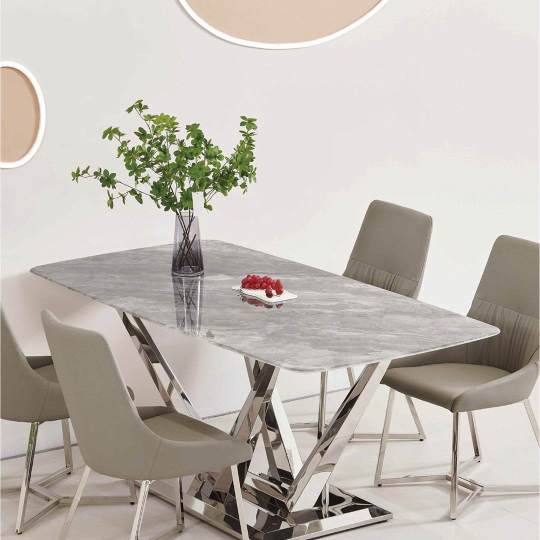 Premium Irving Glossy Sintered Stone Dining Table - Modern & Durable for Kitchen, Dining Room, Restaurant & Outdoor Patio Use