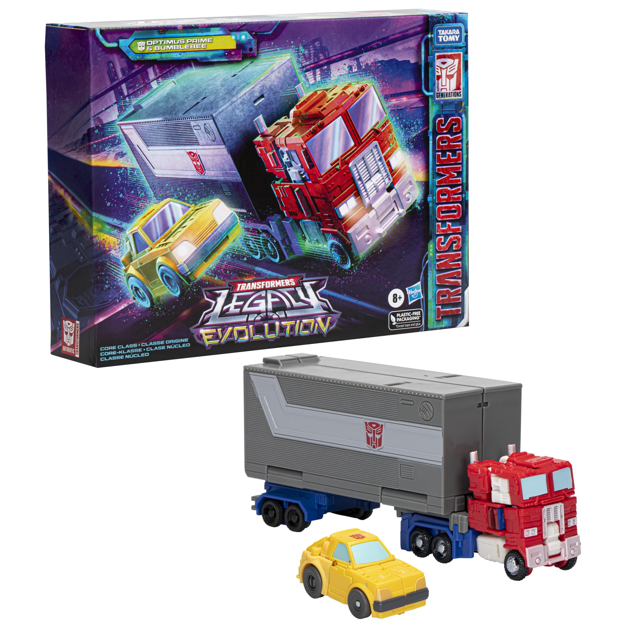 Transformers Toys Legacy Evolution Core Class Optimus Prime & Bumblebee Action Figures - 3.5-inch Collectible Robot Toys for Kids Ages 8+ | Perfect for Playtime, Display & Gifts for Transformers Fans