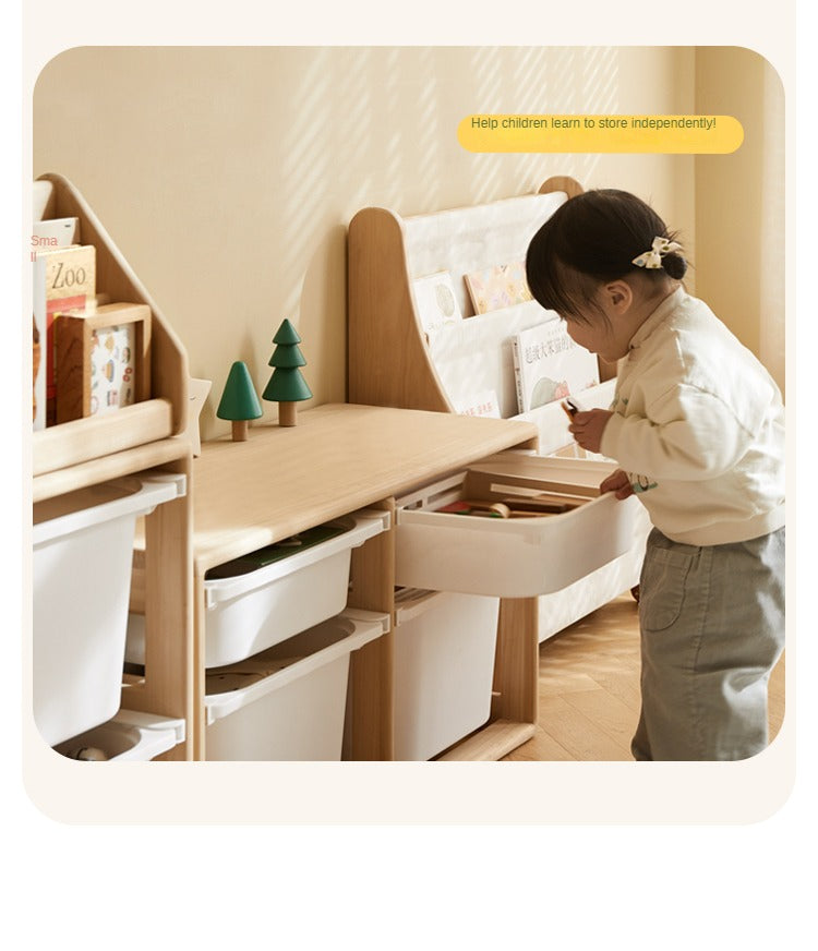**Solid Wood Montessori Toy Storage Shelf for Kids - Organize Playroom, Nursery & Bedroom Toys - Eco-Friendly Poplar Wood Children's Bookshelf**