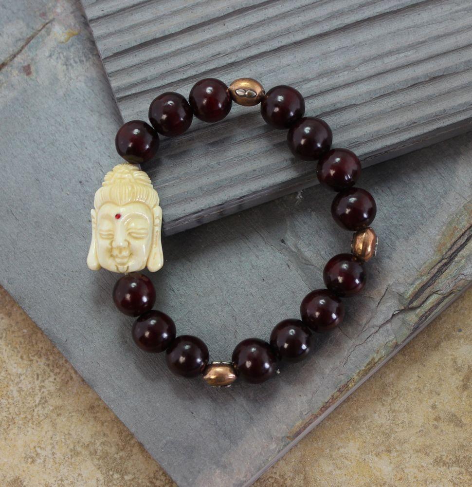 Hand Carved Bone Buddha Bracelet - Spiritual Meditation Beads for Men & Women - Buddhist Prayer Mala for Yoga, Mindfulness and Stress Relief