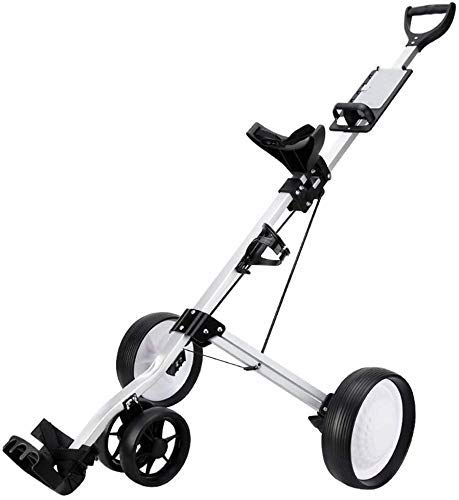 Lightweight 4 Wheel Foldable Golf Push Cart - One Second Open & Close Golf Trolley with Scorecard Holder & Bottle Cage - Perfect for Golfers on the Go, Practice Rounds & Course Convenience