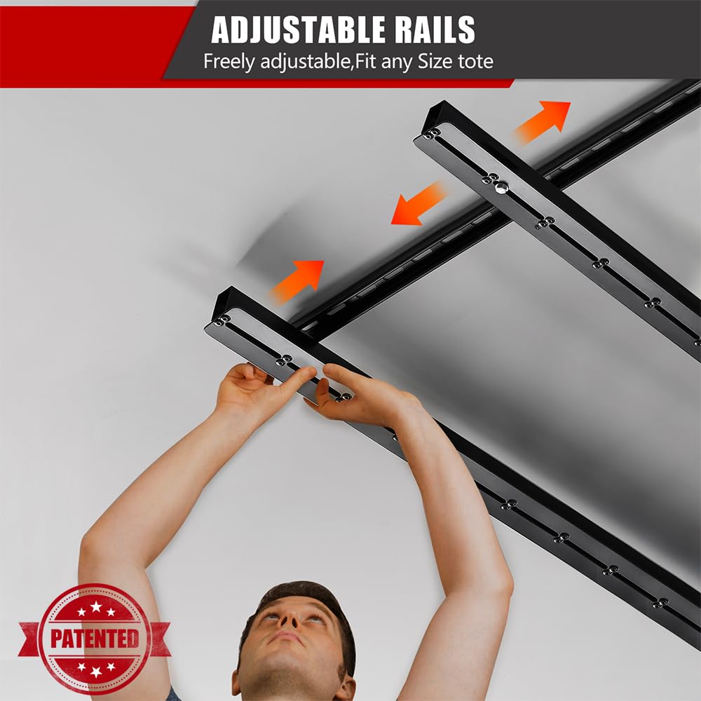 Ultrawall Overhead Garage Storage Racks - Heavy Duty Adjustable Ceiling Organizer for Bins, Totes & Containers (48