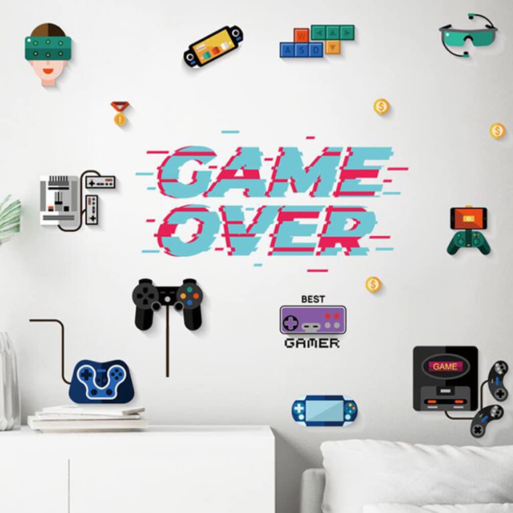 DEKOSH Gaming Room Decor Full Set for Boys - 35-Piece Gamer Wall Art & Sticker Bundle for Bedroom, Man Cave & Game Room Decor | Perfect for Teen Gamers & Esports Enthusiasts