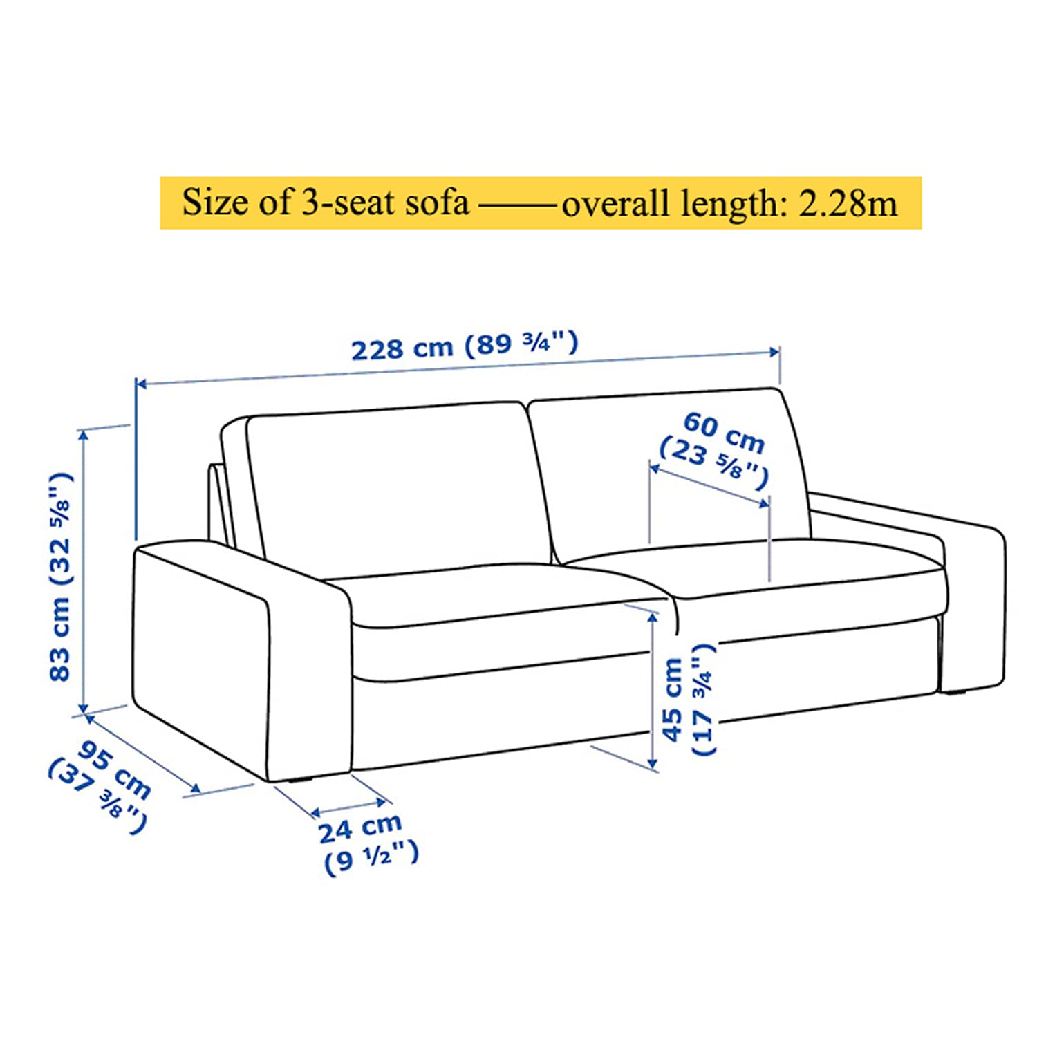 CRIUSJA Velvet Sofa Cover for IKEA Kivik 3-Seater (228cm) - Luxurious Stretchable Slipcover with Cushion Covers for Living Room, Bedroom & Home Decor - Fits 2-Cushion Small Couches (2030-15, 3 Seat)