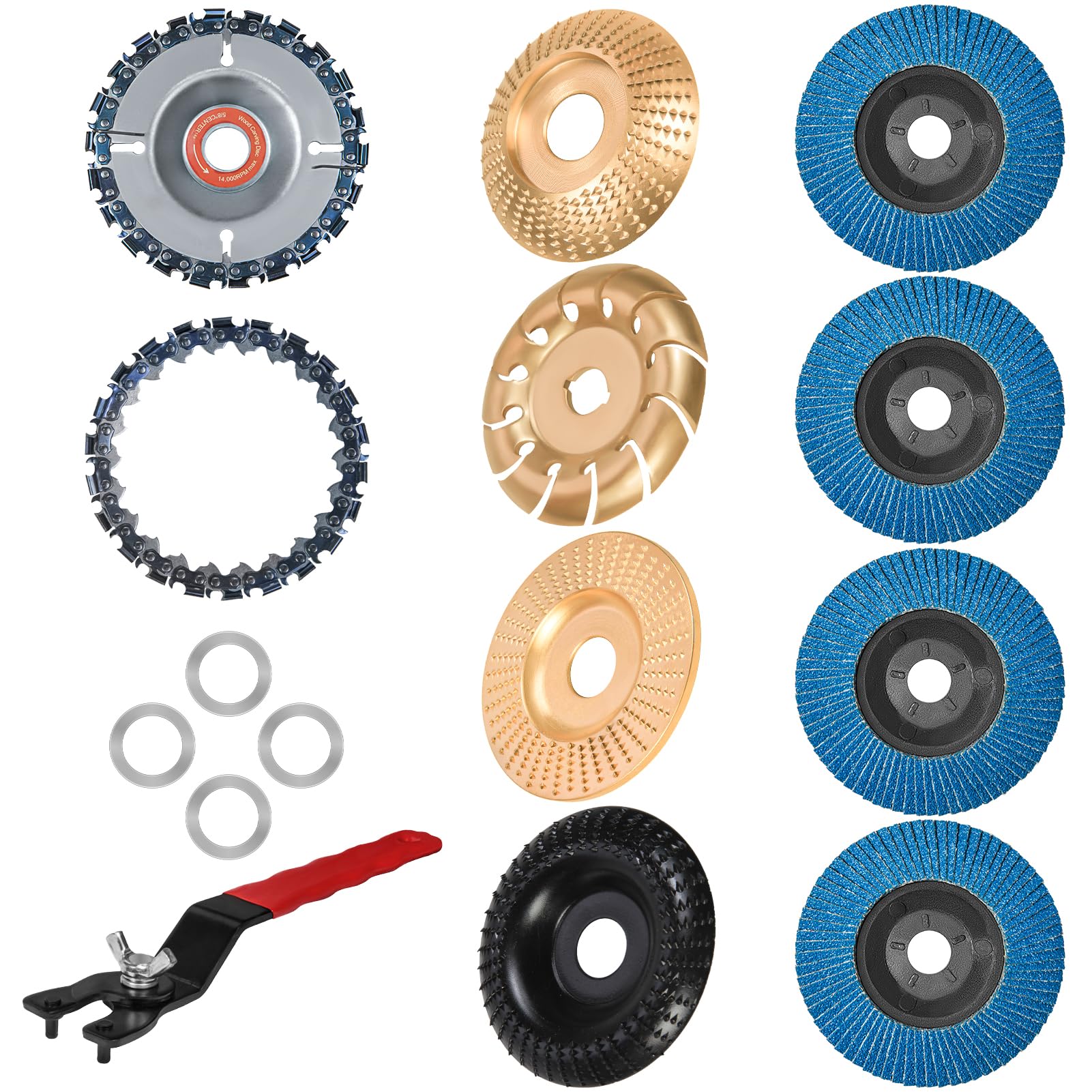 11PCS Wood Carving Disc Set for 4