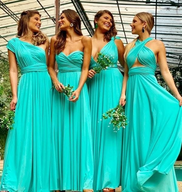 Convertible Turquoise Bridesmaid Dresses - Infinity Multiway Stretch Jersey Gown for Weddings, Parties & Special Occasions