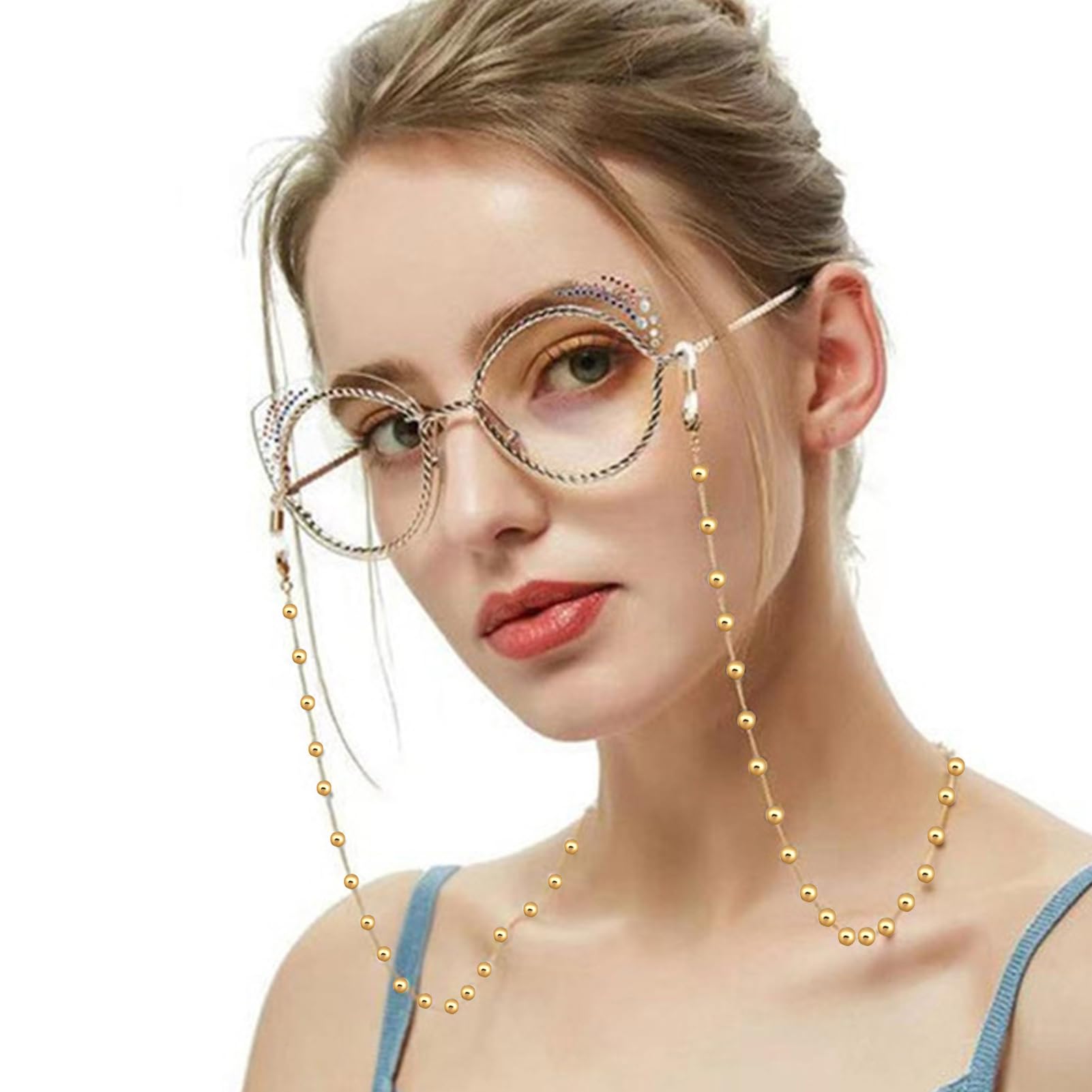 5Pcs Beaded Glasses Chain for Men & Women - Stylish Eyewear Lanyard for Reading & Sunglasses