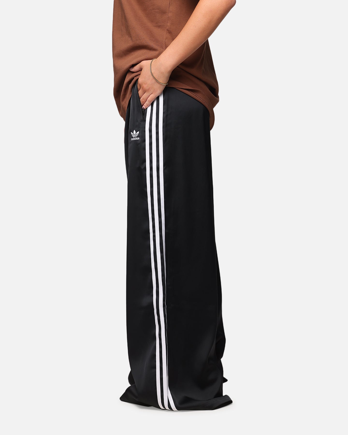 Adidas Women's Satin Wide Leg Lounge Pants - Black | Comfortable High Waisted Yoga Pants for Workout, Travel & Casual Wear