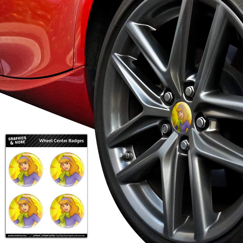 Scooby Doo Daphne Character Resin-Topped Wheel Center Caps & Badges - Vintage Car Tire Accessories for Scooby Doo Fans & Classic Car Enthusiasts