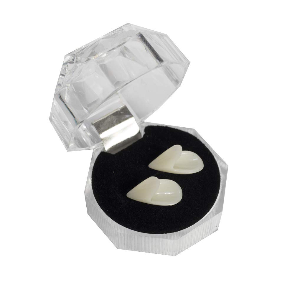 Secaden Cosplay Vampire Teeth Fangs Dentures - 15mm Realistic Fake Teeth for Halloween Costume, Party Props & Gothic Makeup Accessories - Perfect for Vampire Themed Parties, Cosplay Events & Horror Movie Nights