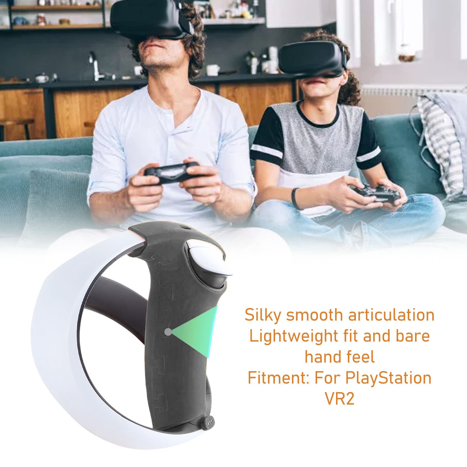 2-Delta Controller Grip Cover, Silicone Handle with Unibody Design for All-Round Protection, Comfortable & Non-Slip VR Handle for Playstation VR2 (Black) - Perfect for Gaming, VR Immersion & Enhanced Grip During Long Play Sessions
