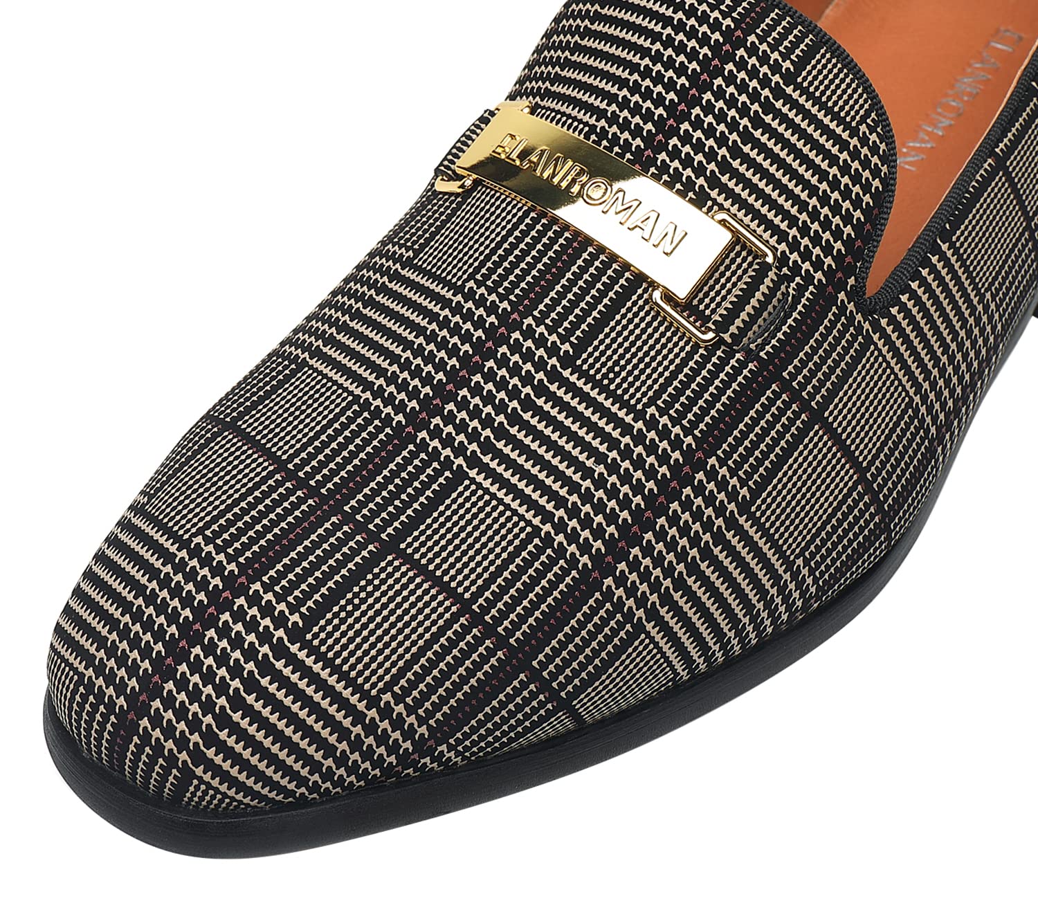 ELANROMAN Men's Gold Buckle Loafers - Stylish Slip-On Penny Loafers for Wedding, Party & Business Casual (Perfect for Formal Events, Office & Daily Wear)