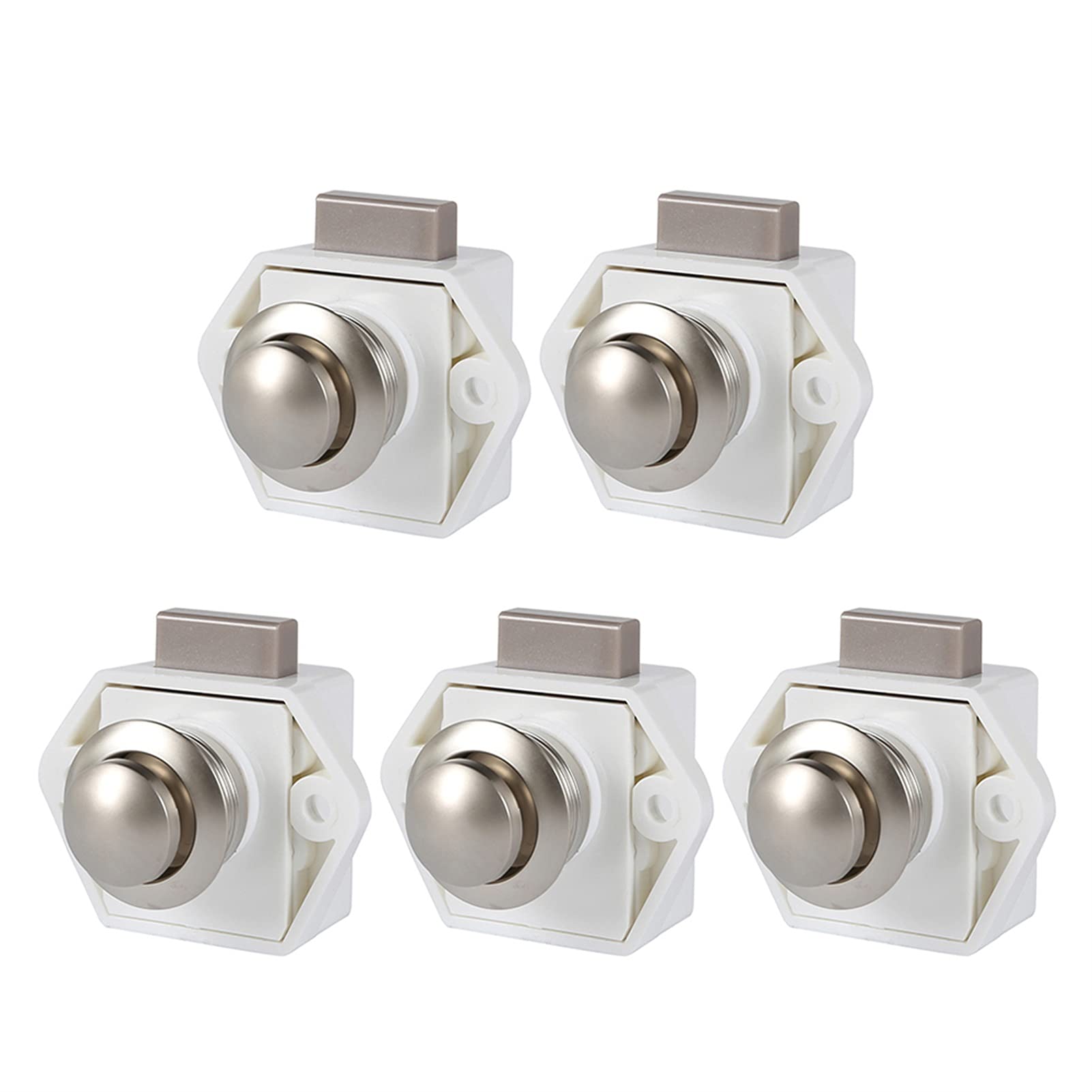 5PCS Push Button Catch Box Lock - Camper Car Push Lock for Home Cupboard, Door Cabinet & Drawer Latch - Furniture Hardware for RV, Kitchen, Office & Wardrobe Organization