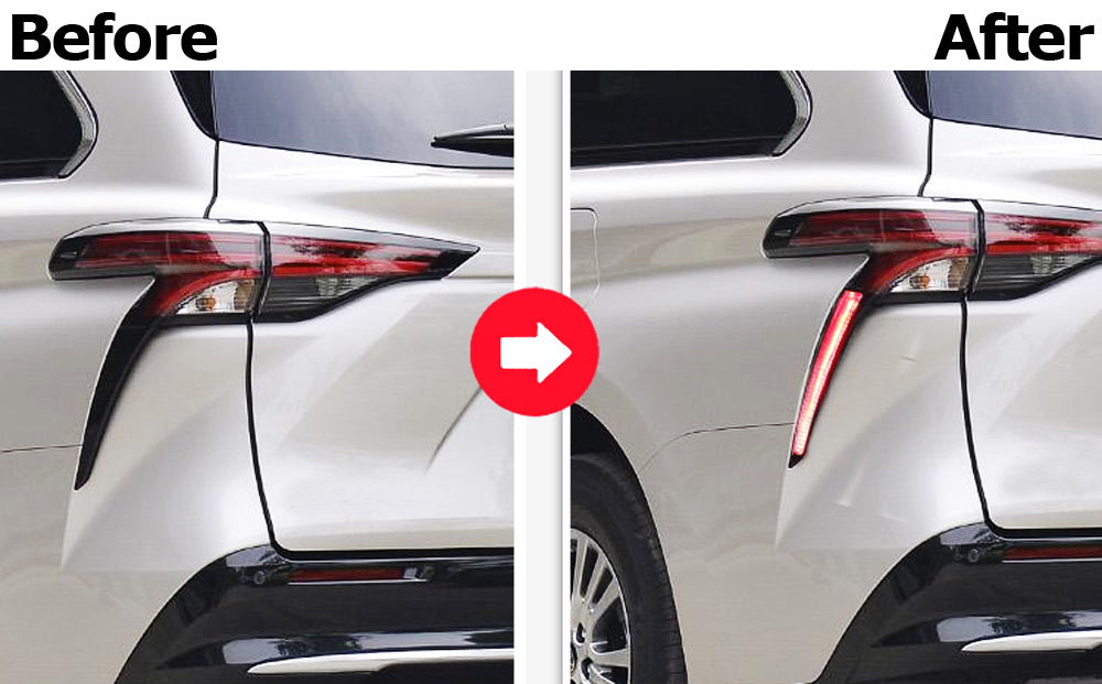 21+ Toyota Sienna Dark Red LED Tail Lights | Rear Side Pillar Brake Light Trims | Durable & Stylish Upgrade for Night Driving & Enhanced Safety