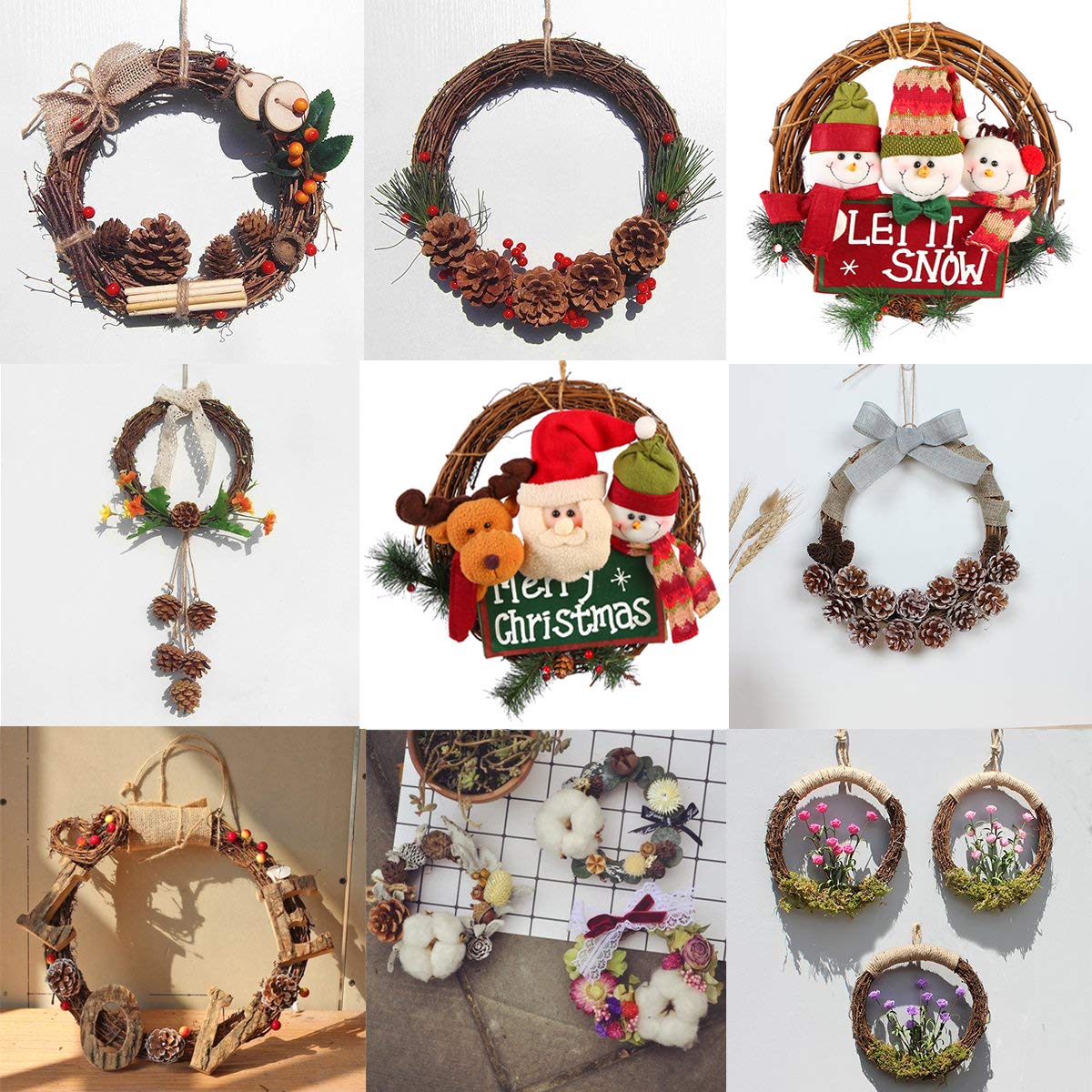 1pcs Natural Grapevine Wreath Ring 12inch - DIY Rustic Wreath Base for Summer, Fall, Christmas Decor - Perfect for Door Garland, Home, Wedding, Party, Gift & Hanging Decorations