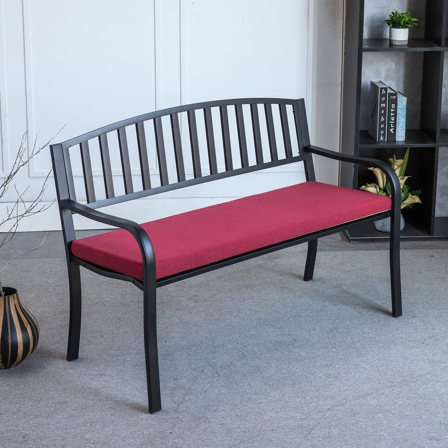 Premium Non-Slip Piano Bench Cushion - 54x20 Inch Red Rectangular Seat Pad for Piano, Window Seat, Kitchen Settee & Indoor Furniture - Comfortable Home & Office Use