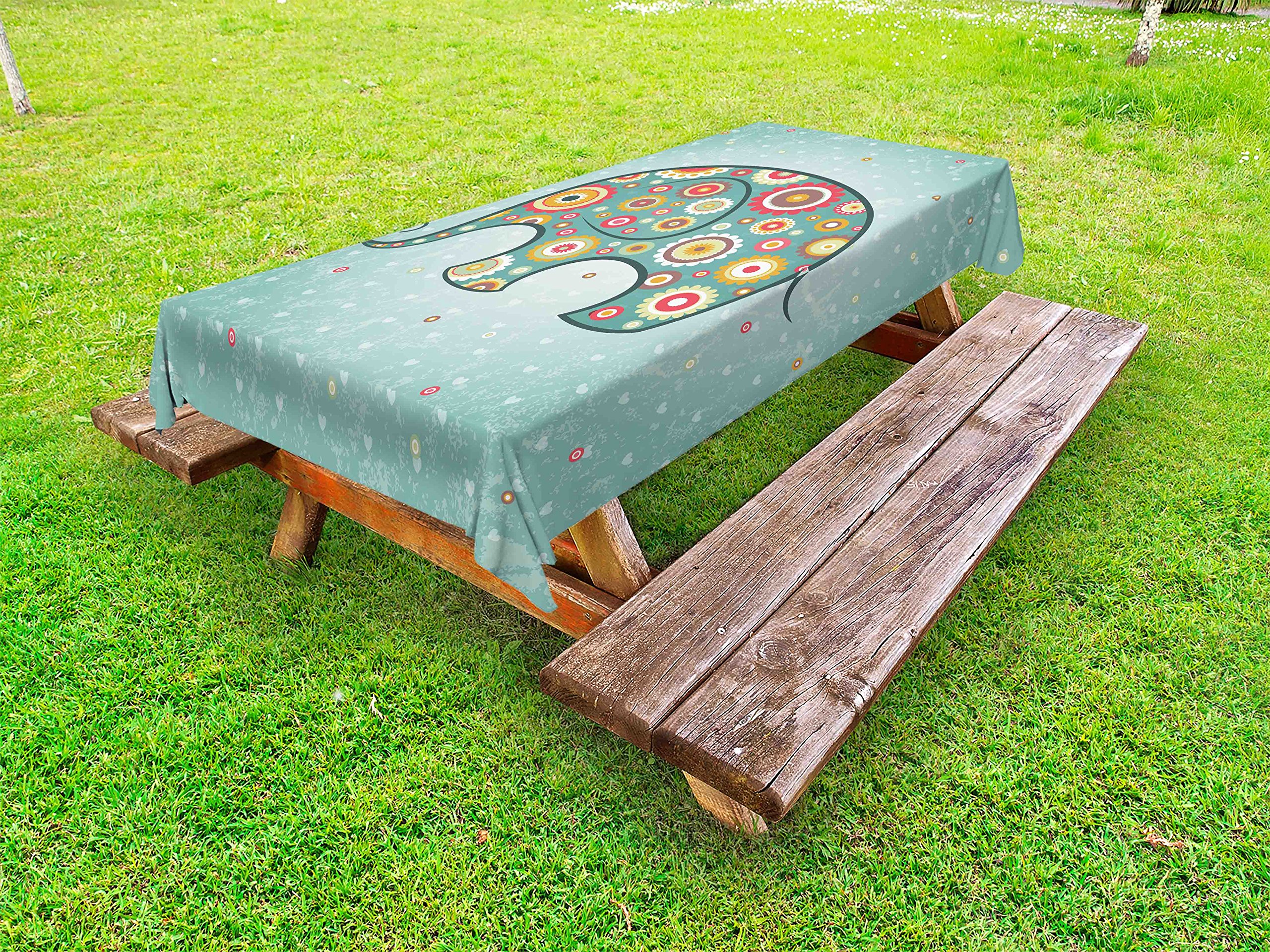 Ambesonne Floral Outdoor Tablecloth - Waterproof Washable Picnic Table Cover 58