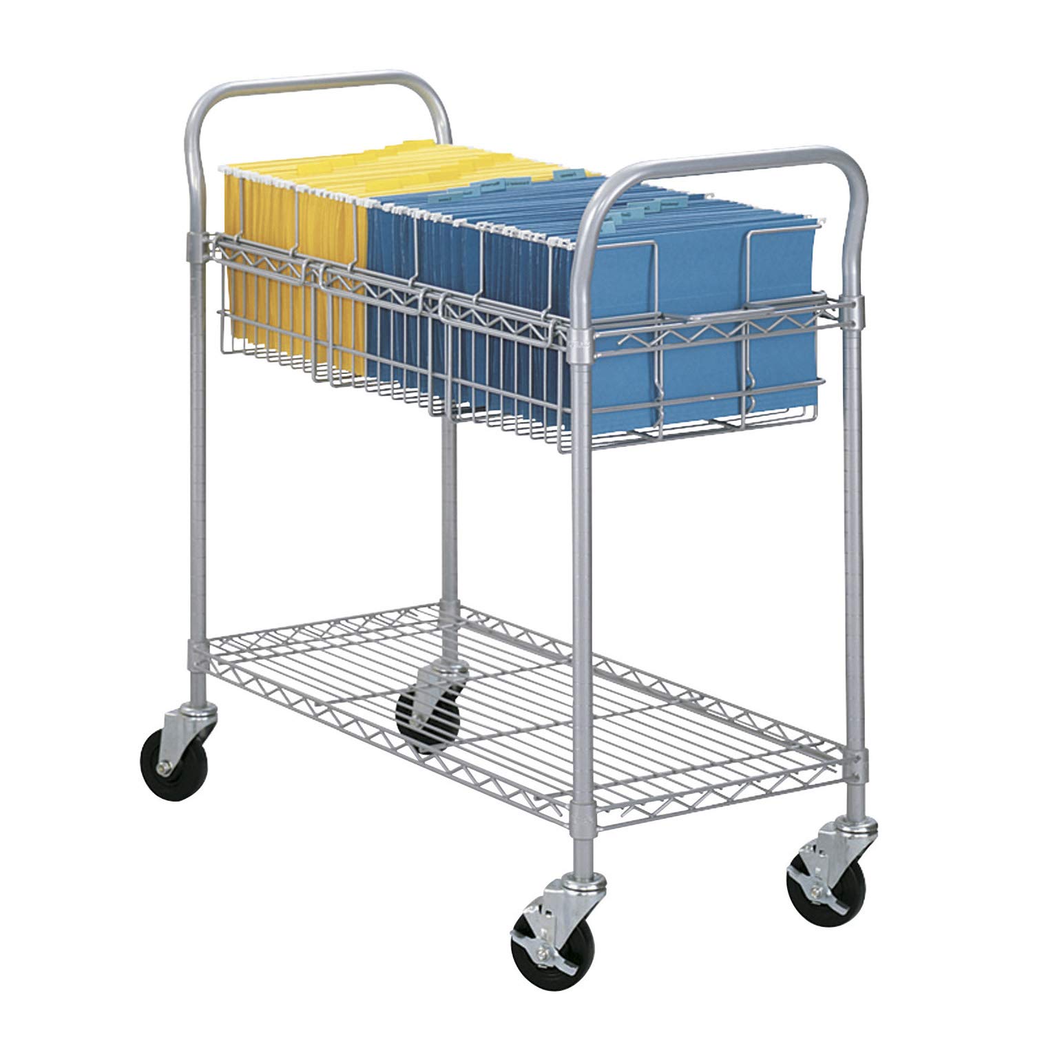 Safco 5236GR Gray Wire Mail Cart - Holds 150 Legal Size Folders | Office Organization & File Storage Solution for Mailrooms, Schools & Businesses
