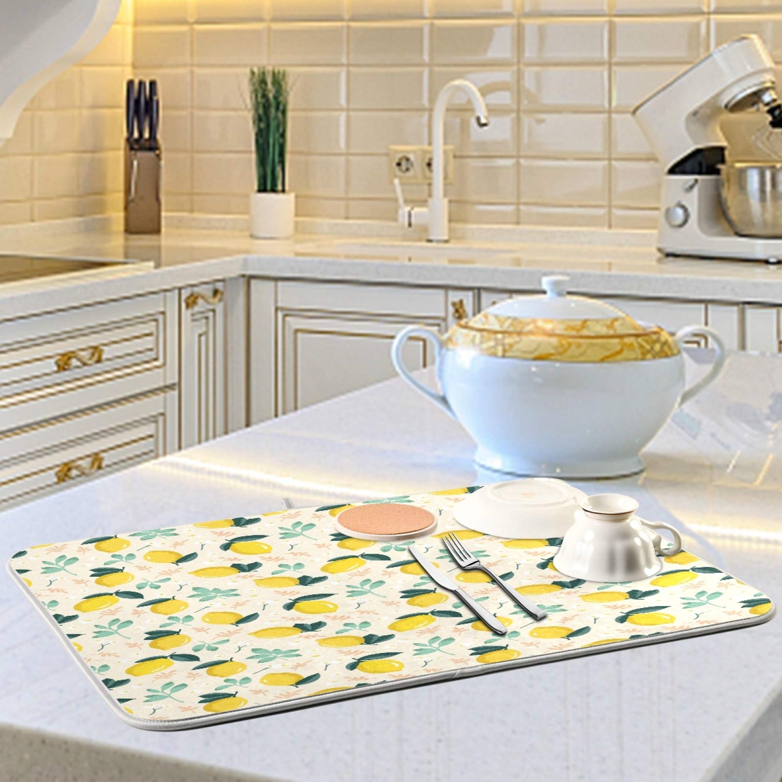 ATTX Extra Large Microfiber Dish Drying Mat - 18 x 24 Inches, Absorbent Kitchen Countertop Mat for Dishes, Utensils & Cookware - Perfect for Drying, Draining & Protecting Countertops