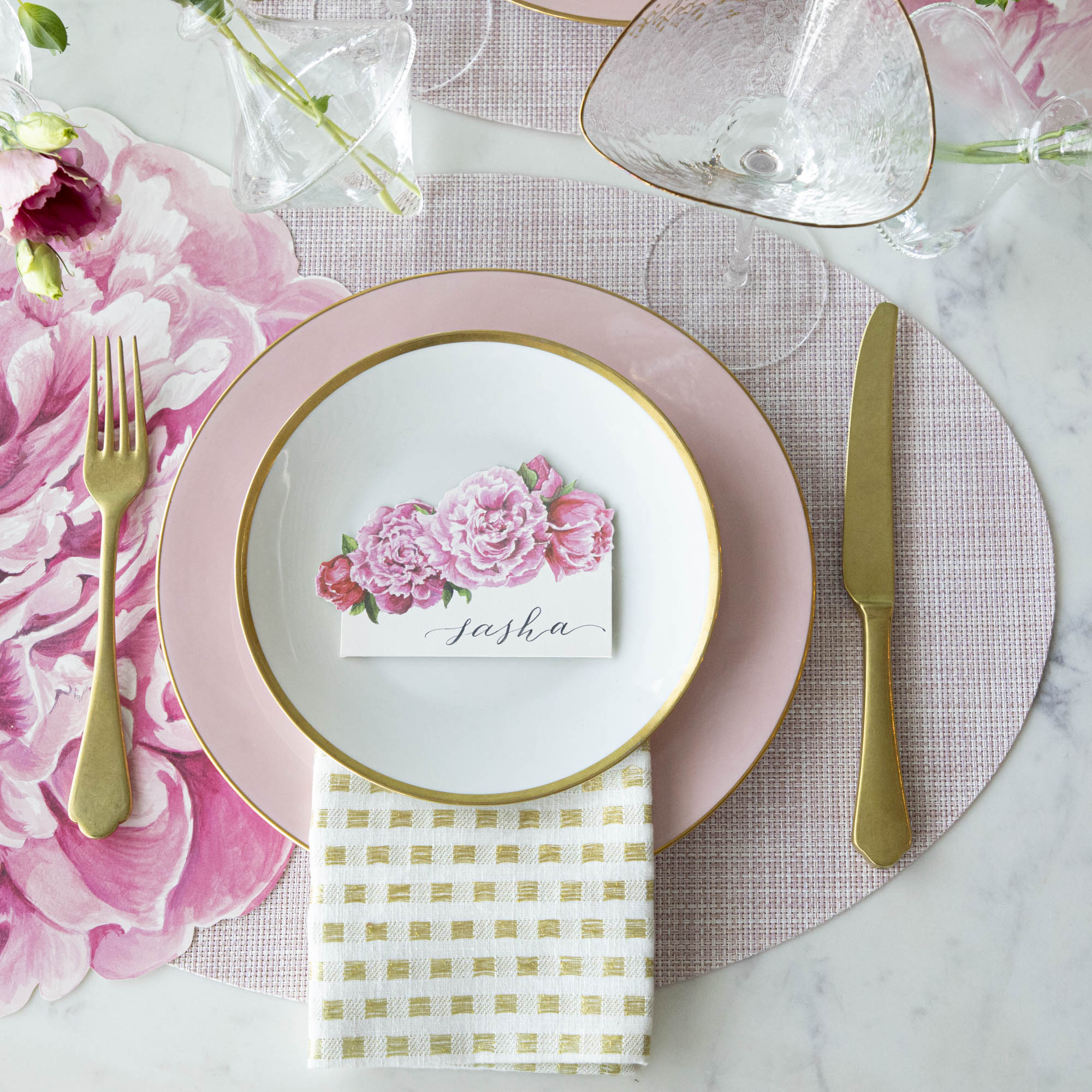 Elegant Die-Cut Peony Placemat for Dining Table - Floral Waterproof Table Mat for Home Decor, Parties & Events