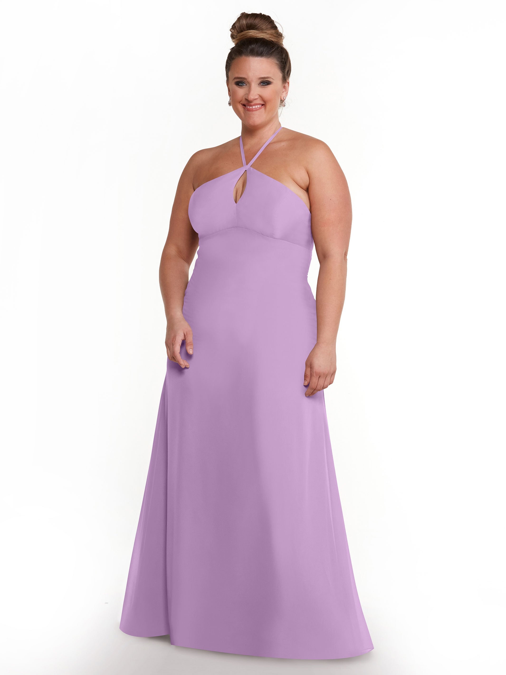 Elegant A-Line Chiffon Bridesmaid Dress with Keyhole Halter Neckline - Perfect for Weddings, Formal Events & Special Occasions