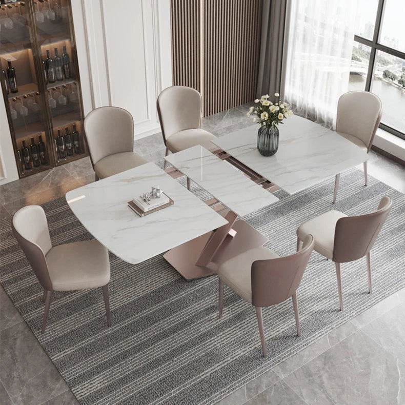 Premium Izar Sintered Stone Extendable Dining Table - Modern Expandable Kitchen Table for 6-10 People - Perfect for Family Gatherings & Dinner Parties