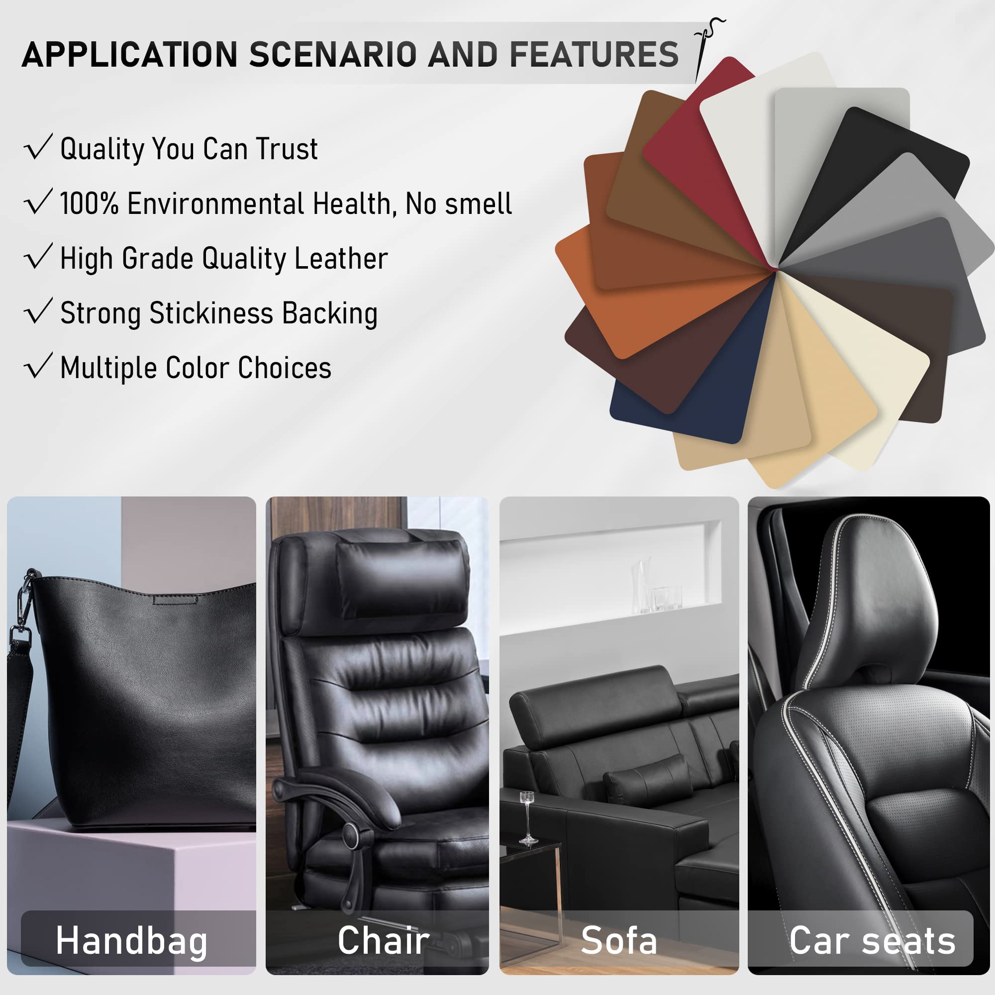 YAFLC Self-Adhesive Leather Repair Patch Tape - 8.3×11 Inch Black Vinyl Leather Repair Kit for Furniture, Car Seats, Chairs, Couch, Sofa & Jackets | Perfect for Home, Office & Vehicle Interior Restoration