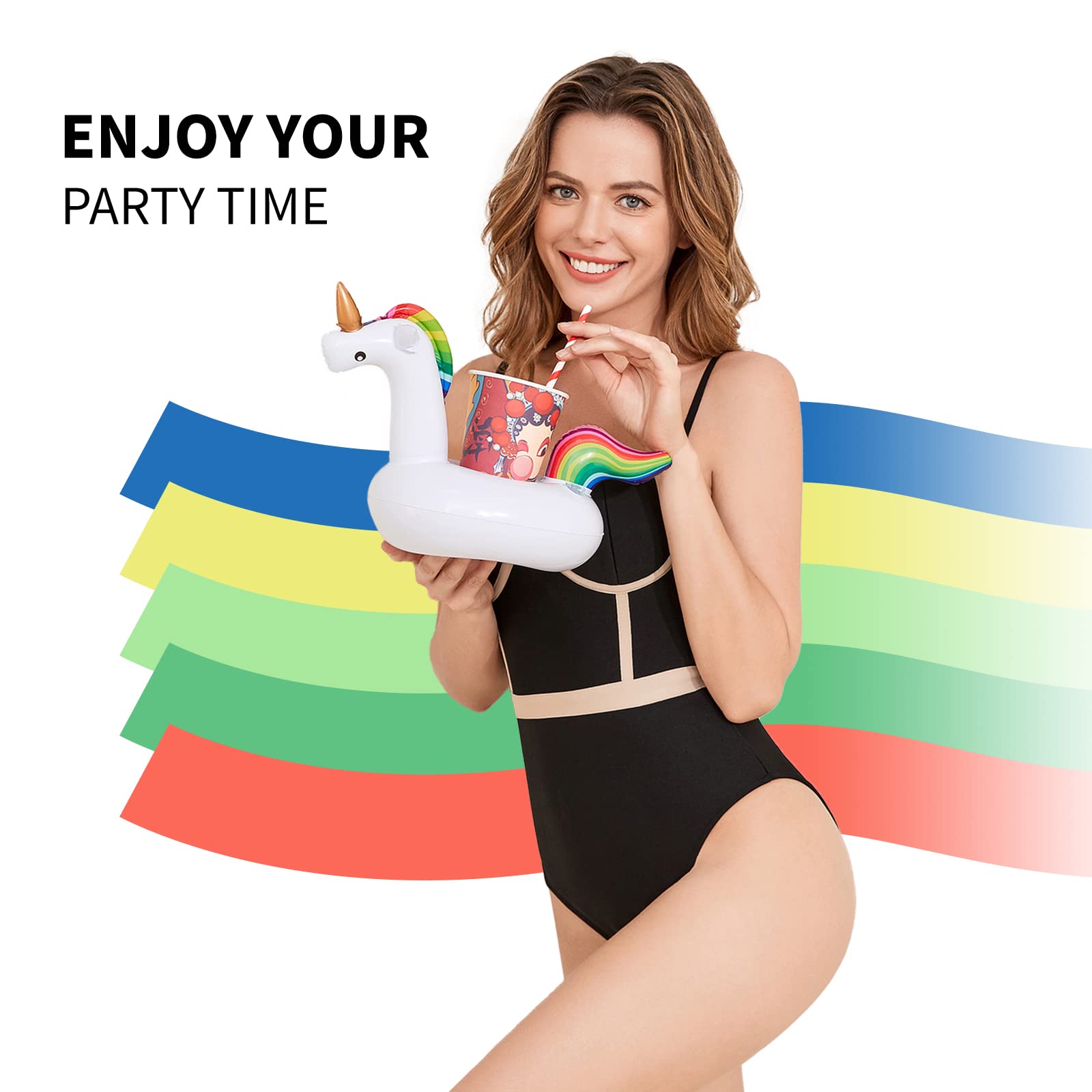 16 Pack Inflatable Pool Drink Holders - Floating Drink Floats for Pool Parties, Kids Water Toys - Perfect for Summer BBQs, Beach Trips & Backyard Fun