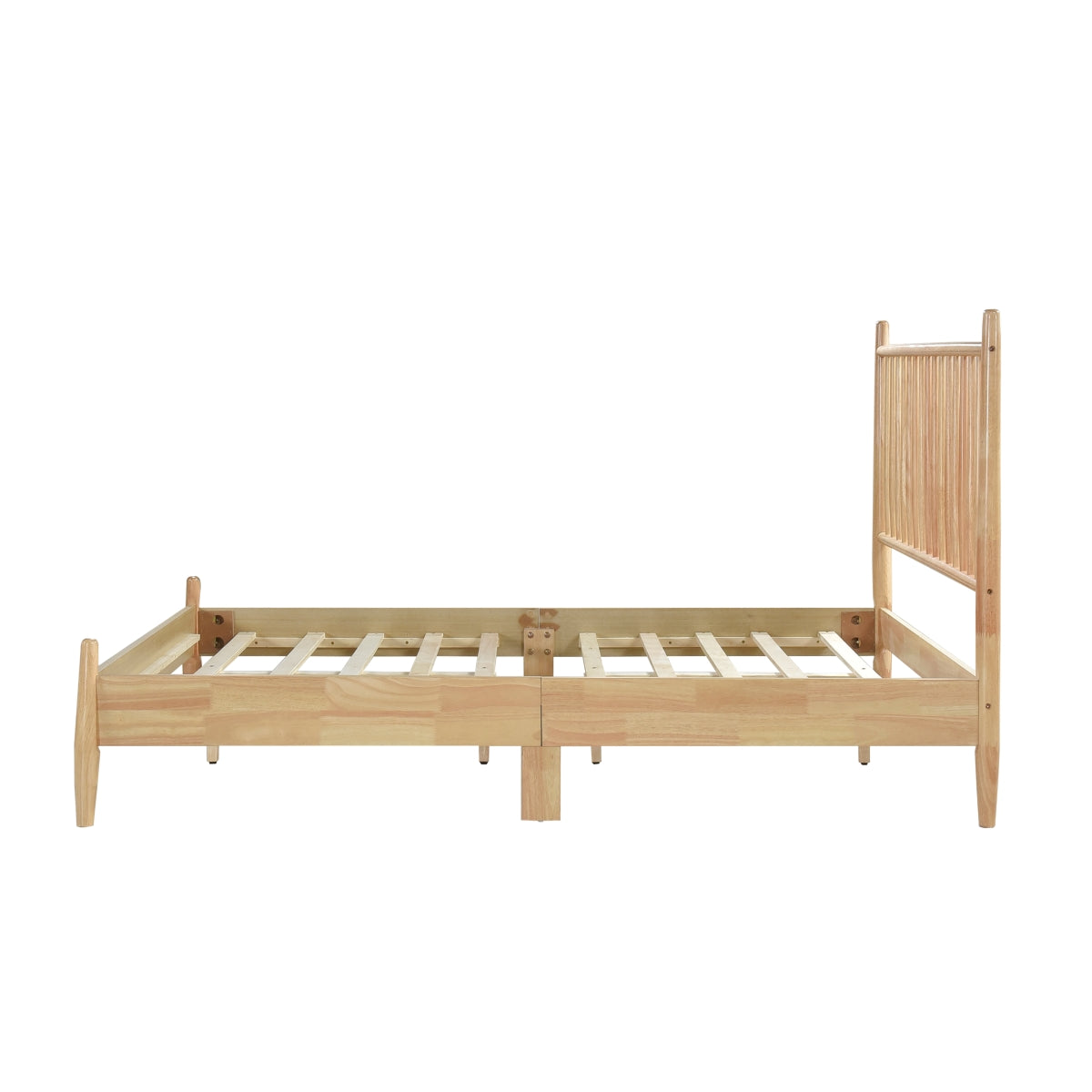 Mid Century Modern Queen Bed Frame - Solid Wood Platform Bed with Upholstered Headboard - Stylish & Durable Furniture for Master Bedroom or Guest Room