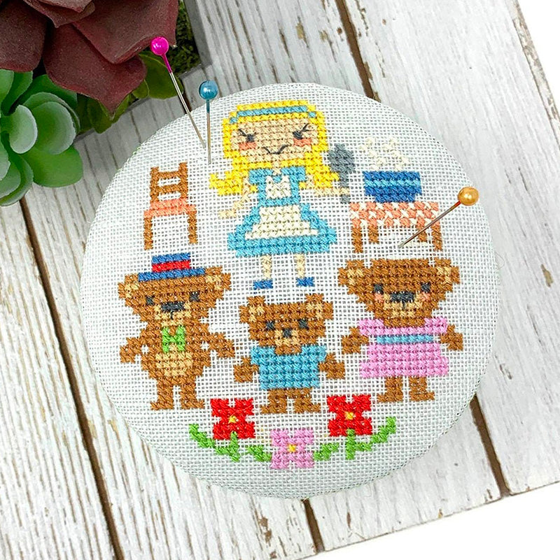 Goldilocks Fairy Tale Pincushion Cross Stitch Pattern - DIY Sewing Kit for Needlework & Embroidery Projects - Perfect for Crafters and Home Decor