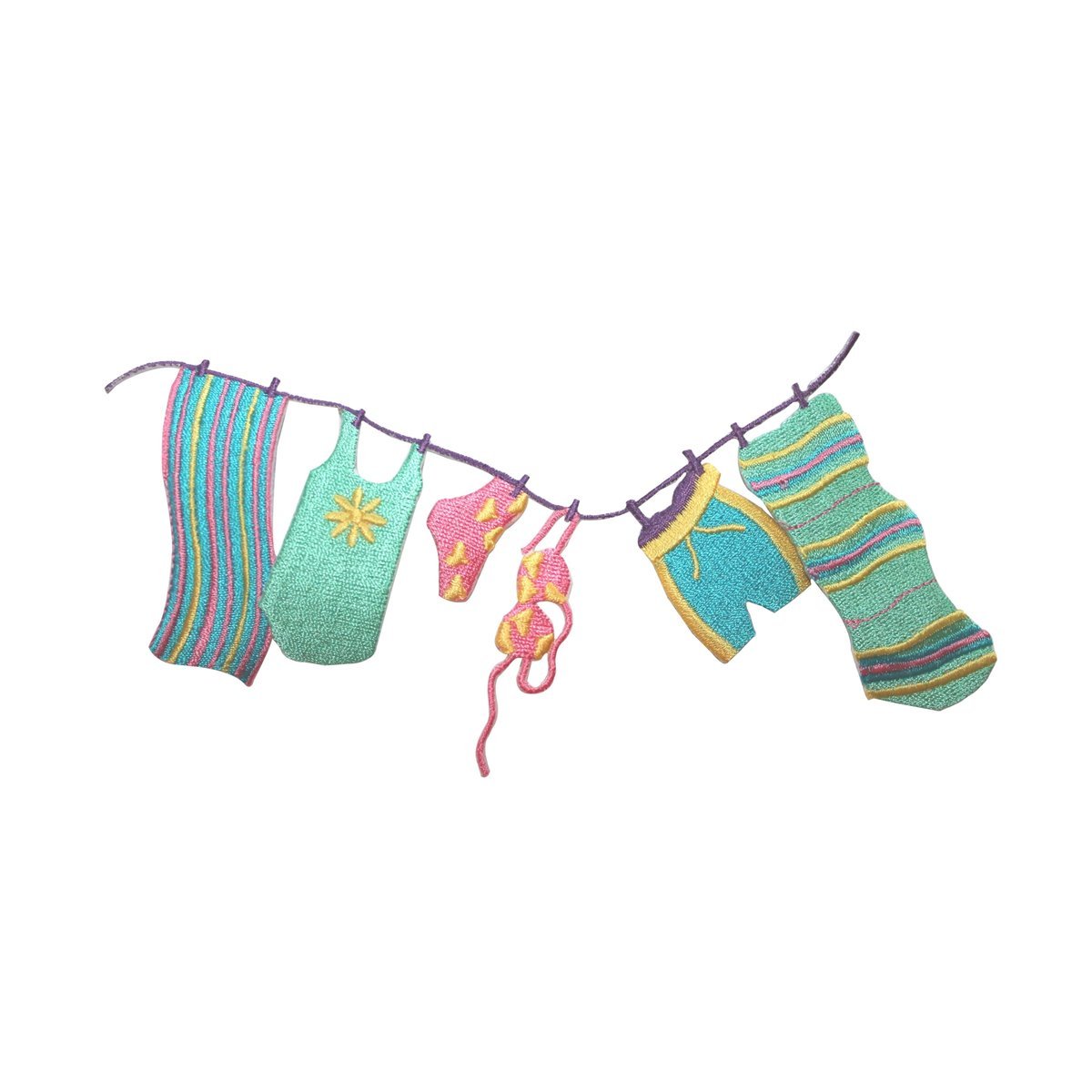 ID 5009 Beach Vacation Embroidered Iron On Applique Patch - Perfect for Swimwear, T-Shirts, Bags & DIY Summer Crafts