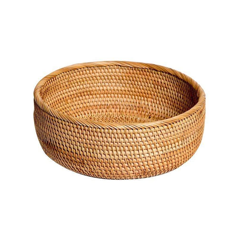 Handmade Woven Wicker Rattan Bread Basket - 20cm for Serving Bread, Fruits, Vegetables & Snacks - Perfect for Restaurants, Cafes & Home Kitchen Display